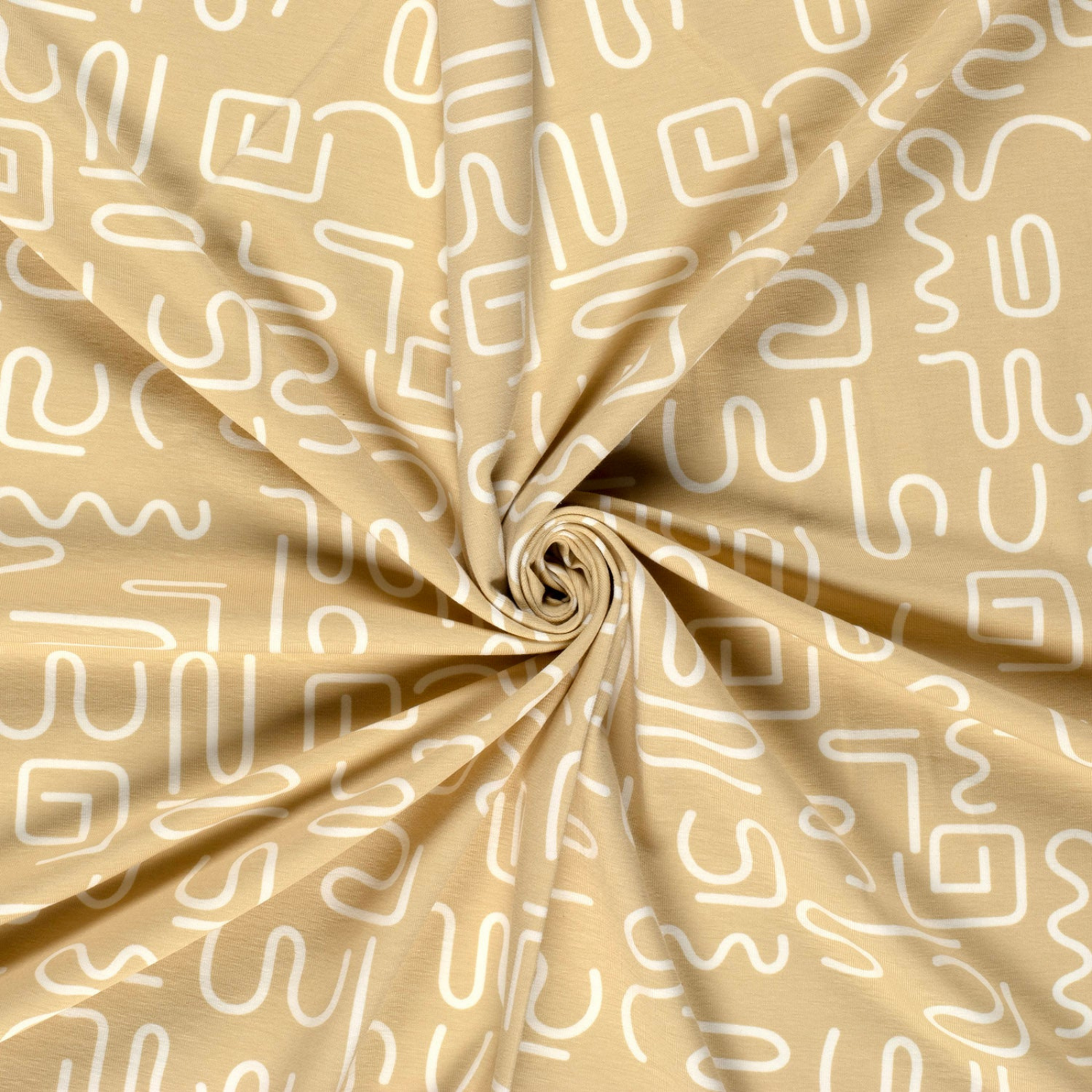Baumwolle Jersey Stoff Digitaldruck - Abstraktes Muster - beige