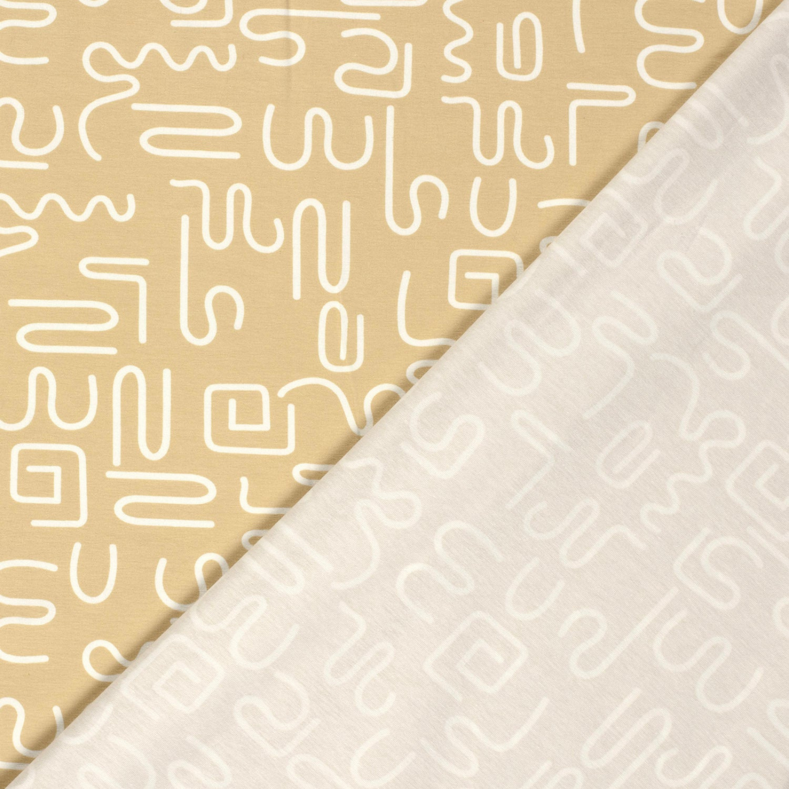 Baumwolle Jersey Stoff Digitaldruck - Abstraktes Muster - beige