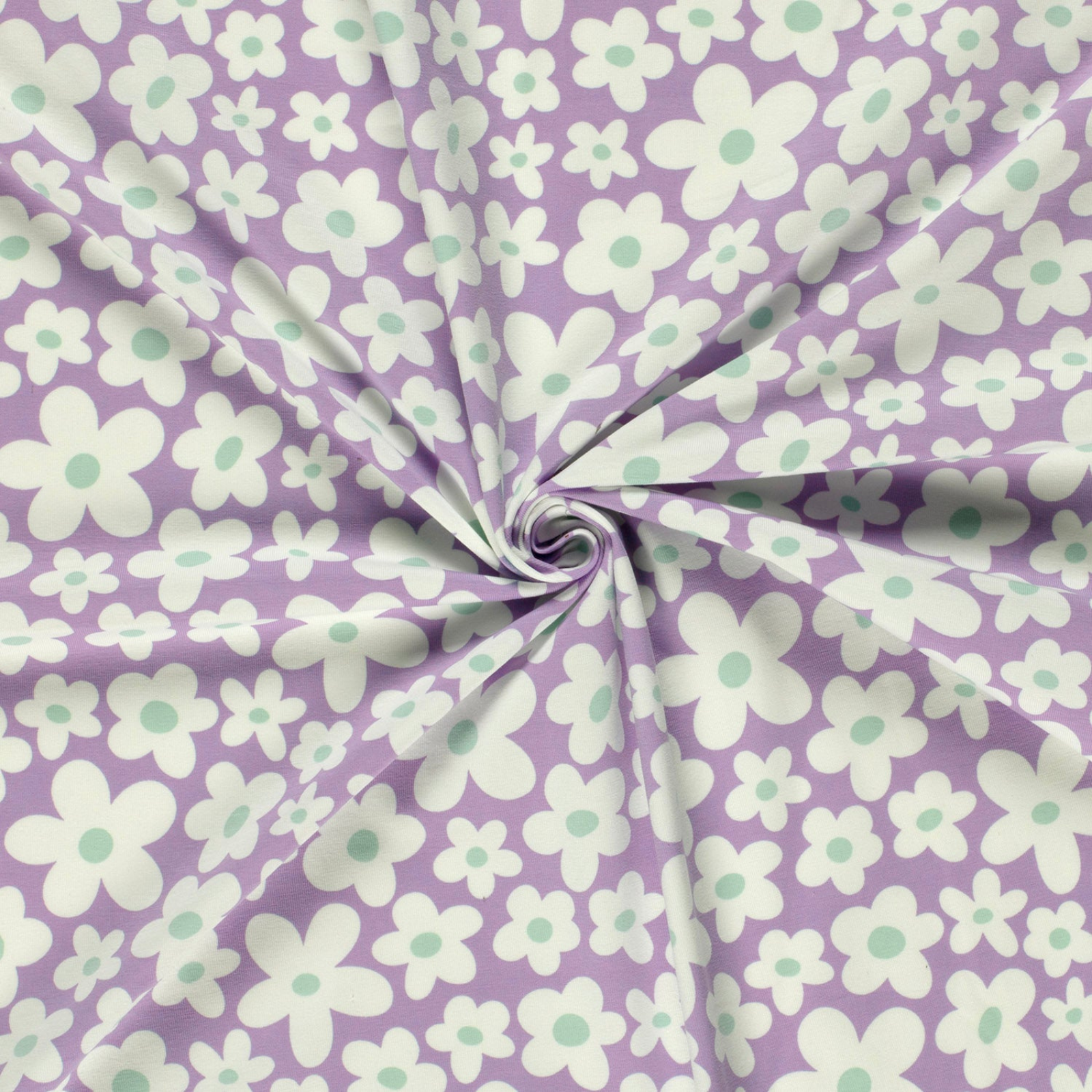 🌸Baumwolle Jersey Stoff Digitaldruck - Blümchen - lavendel