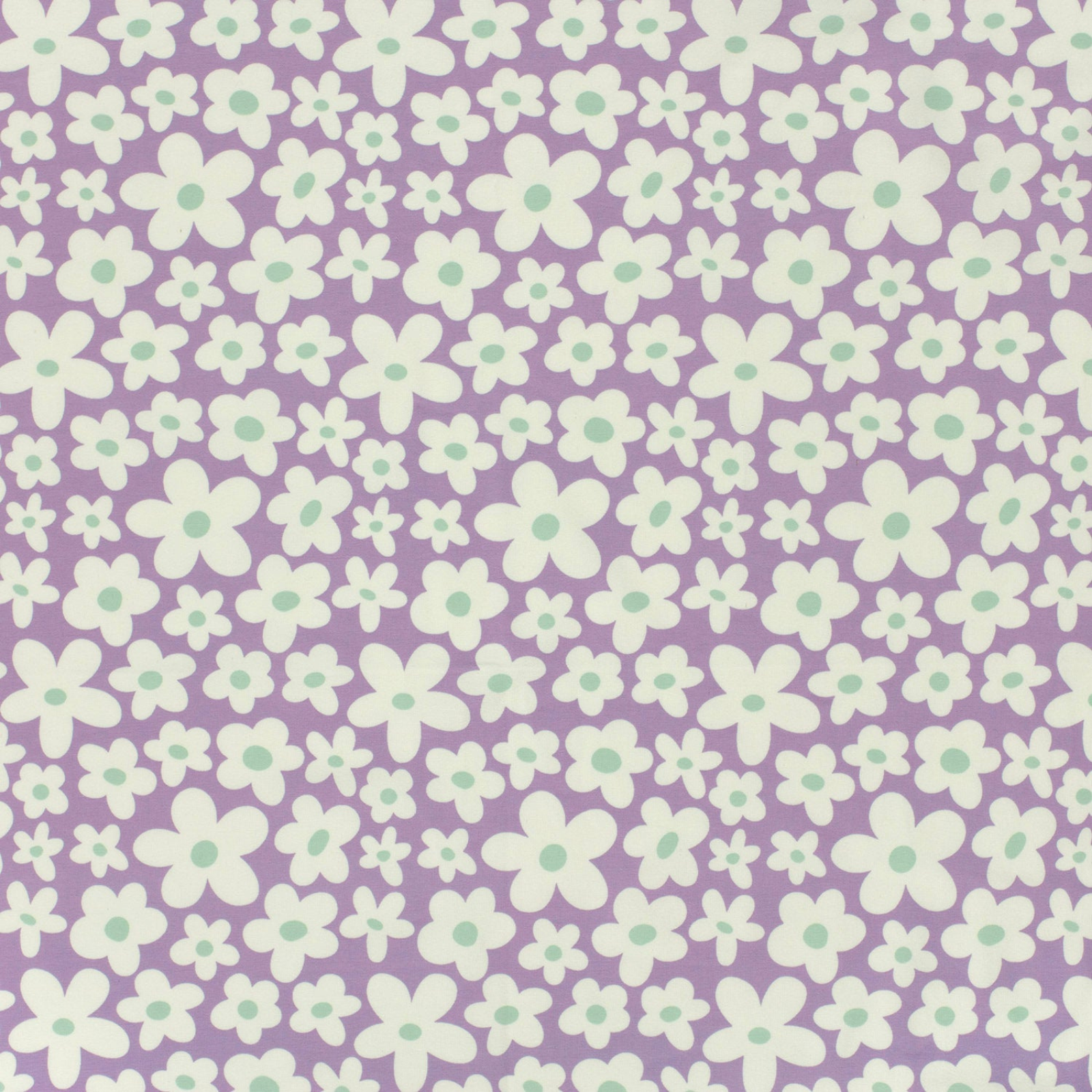 🌸Baumwolle Jersey Stoff Digitaldruck - Blümchen - lavendel