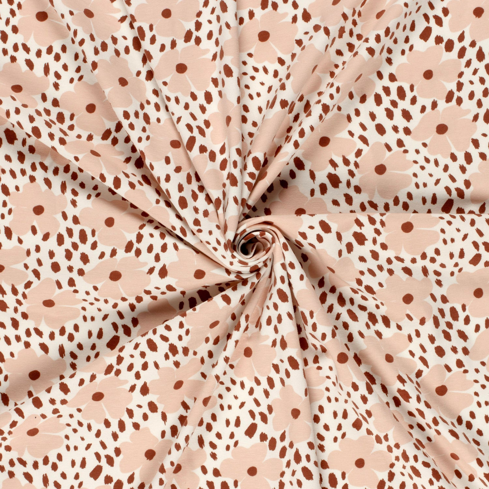 🌸Baumwolle Jersey Stoff Digitaldruck - Blümchen und Punkte