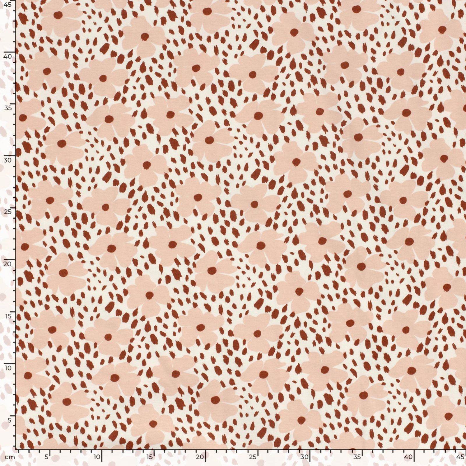 🌸Baumwolle Jersey Stoff Digitaldruck - Blümchen und Punkte