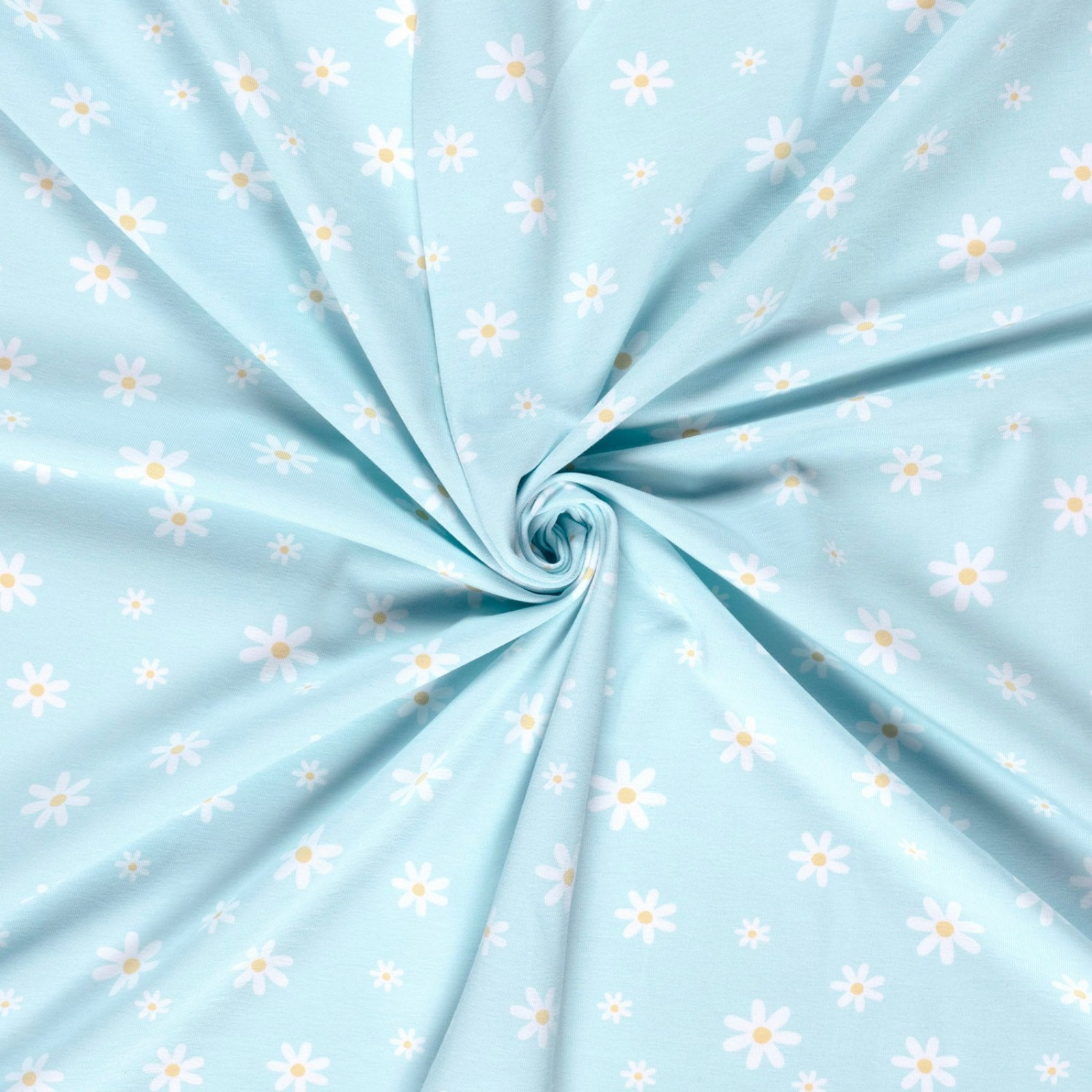 🌼Baumwolle Jersey Stoff Digitaldruck - Gänseblümchen - hellblau