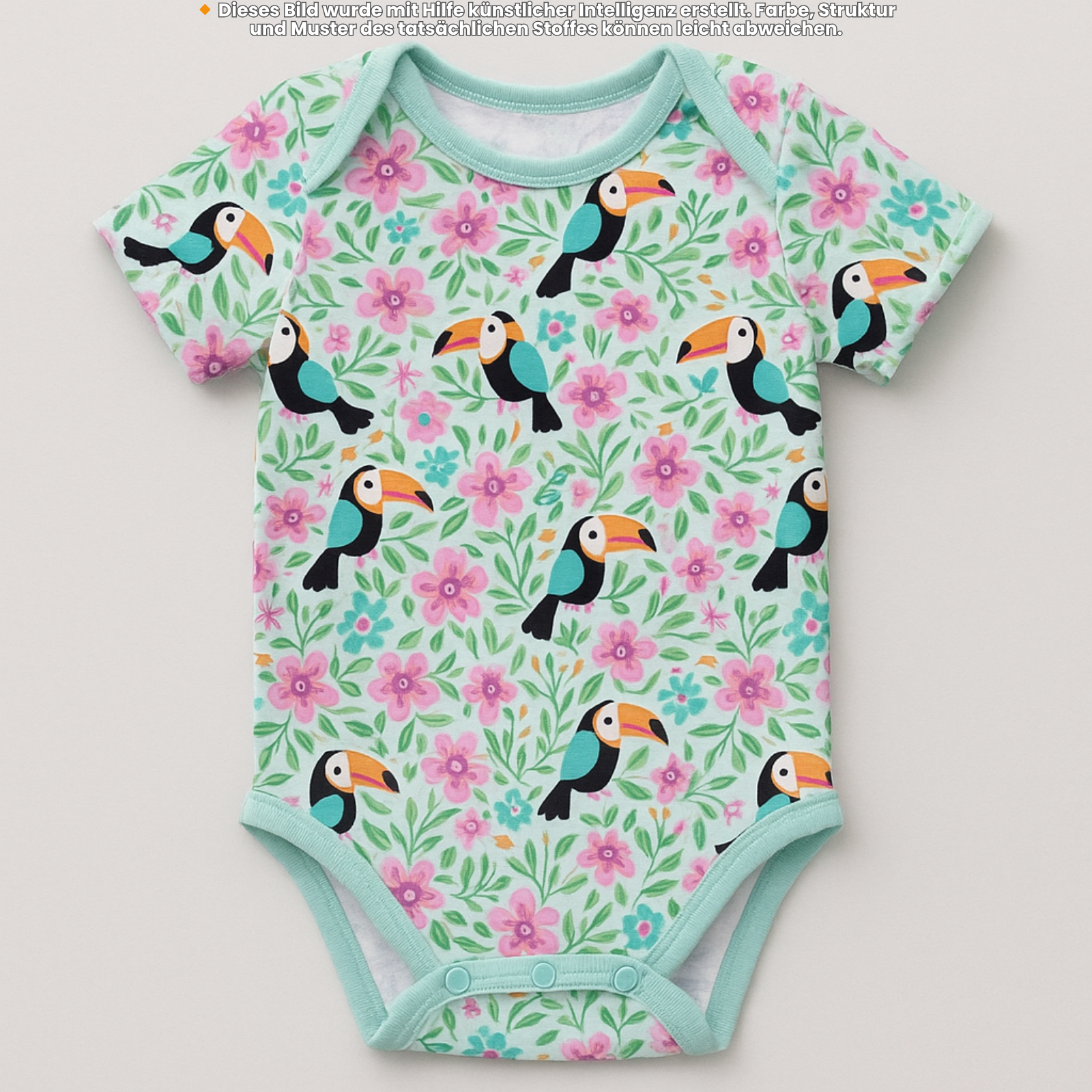 🦜Baumwolle Jersey Stoff Digitaldruck - Tukane & Blümchen