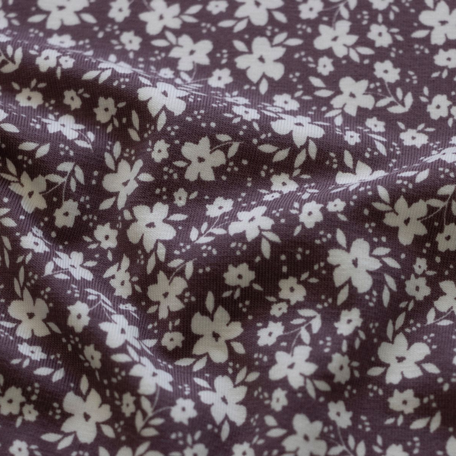 🌸Baumwolle Jersey Stoff Digitaldruck - Weiße Blümchen