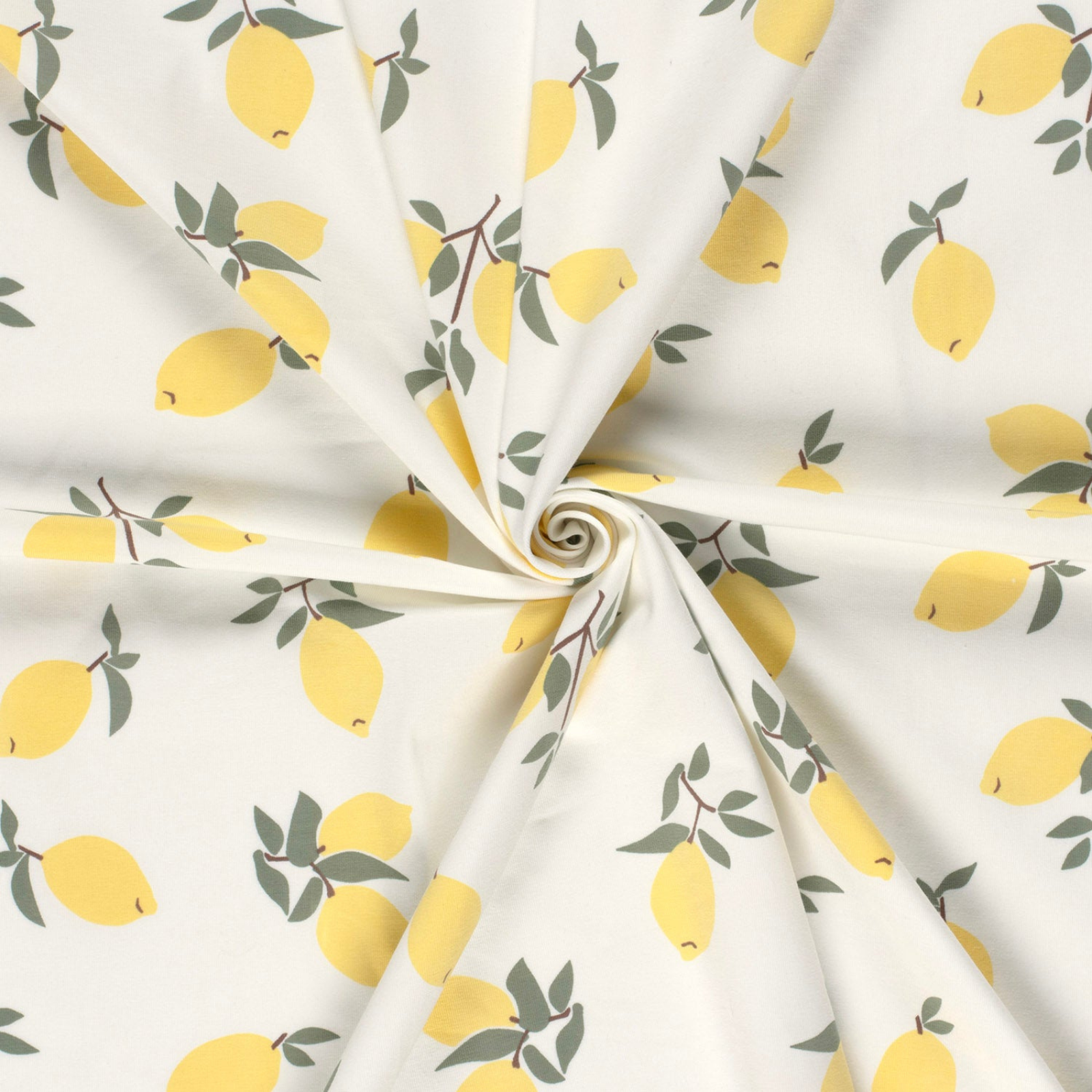 🍋Baumwolle Jersey Stoff Digitaldruck - Zitrone - wollweiß