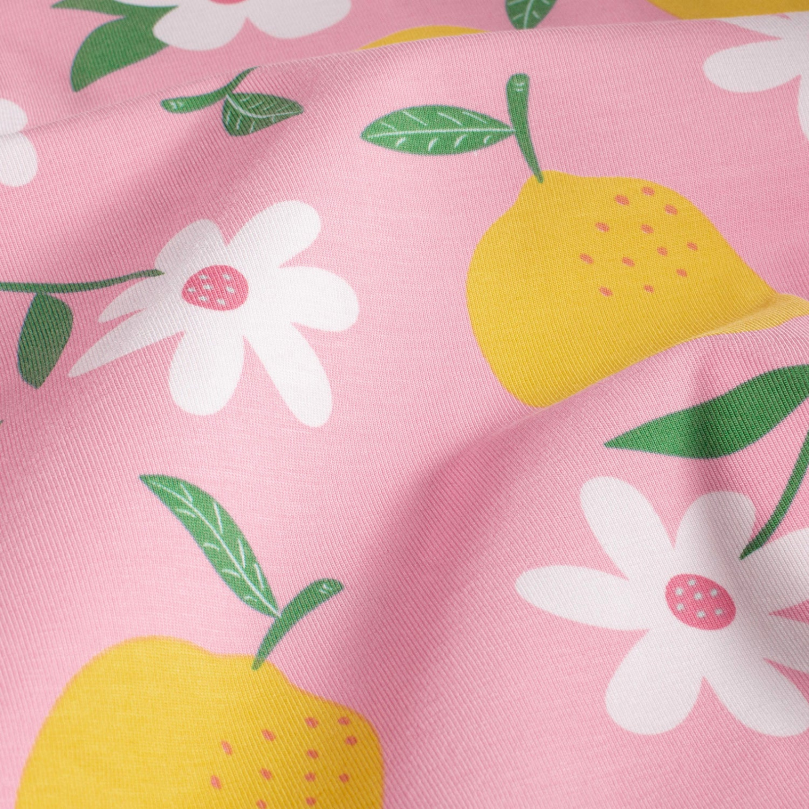 🍋Baumwolle Jersey Stoff Digitaldruck - Zitronen und Blümchen