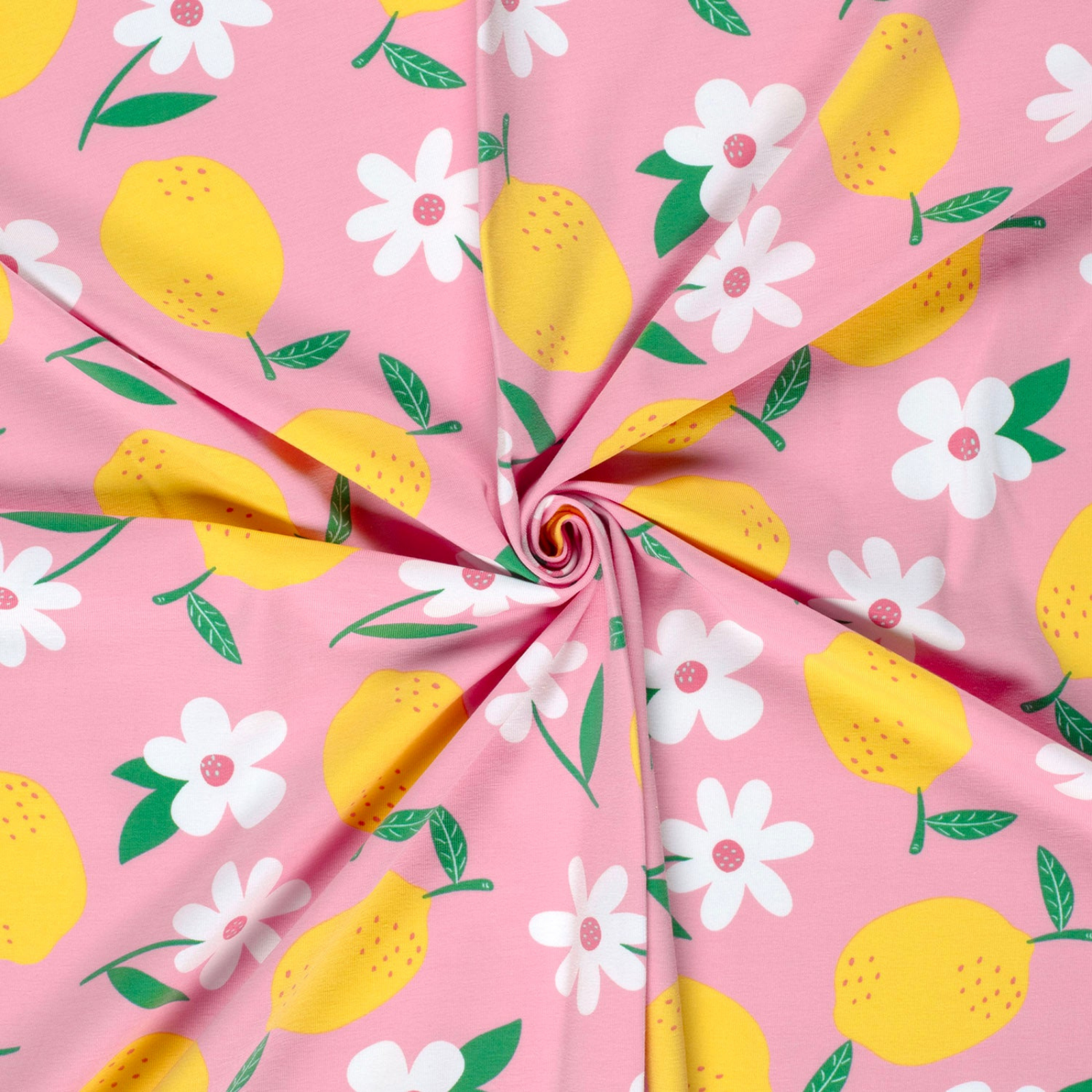 🍋Baumwolle Jersey Stoff Digitaldruck - Zitronen und Blümchen