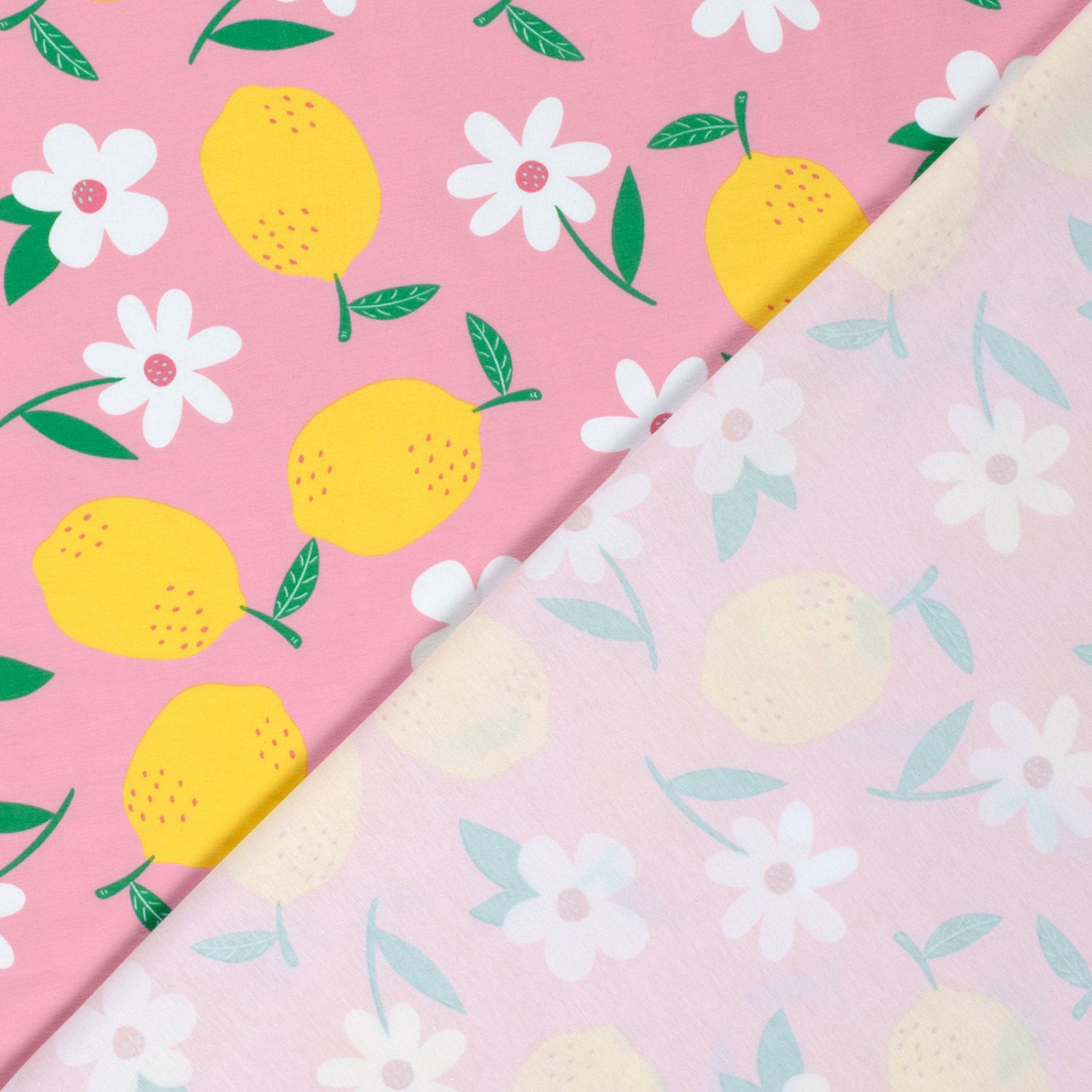 🍋Baumwolle Jersey Stoff Digitaldruck - Zitronen und Blümchen