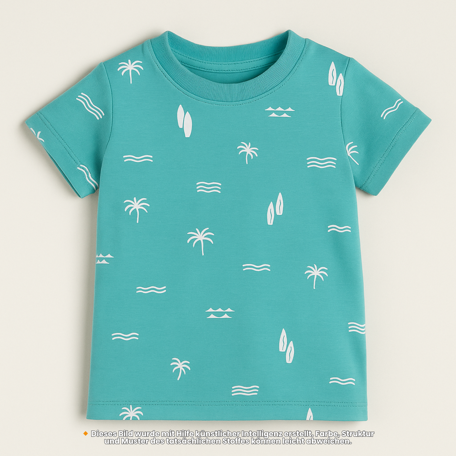 🌴Baumwolle Jersey Stoff Digitaldruck - Strand und Palmen - türkis