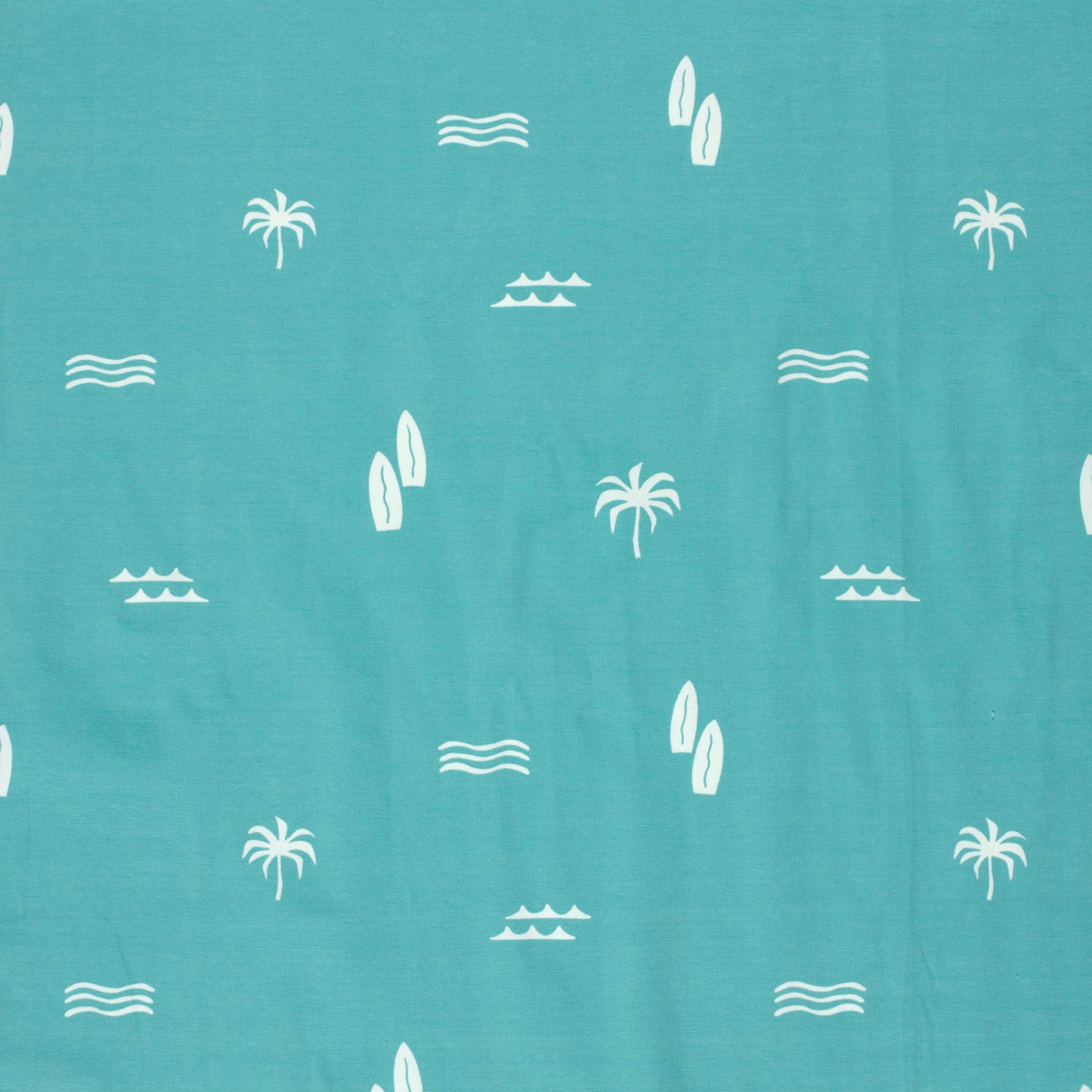 🌴Baumwolle Jersey Stoff Digitaldruck - Strand und Palmen - türkis