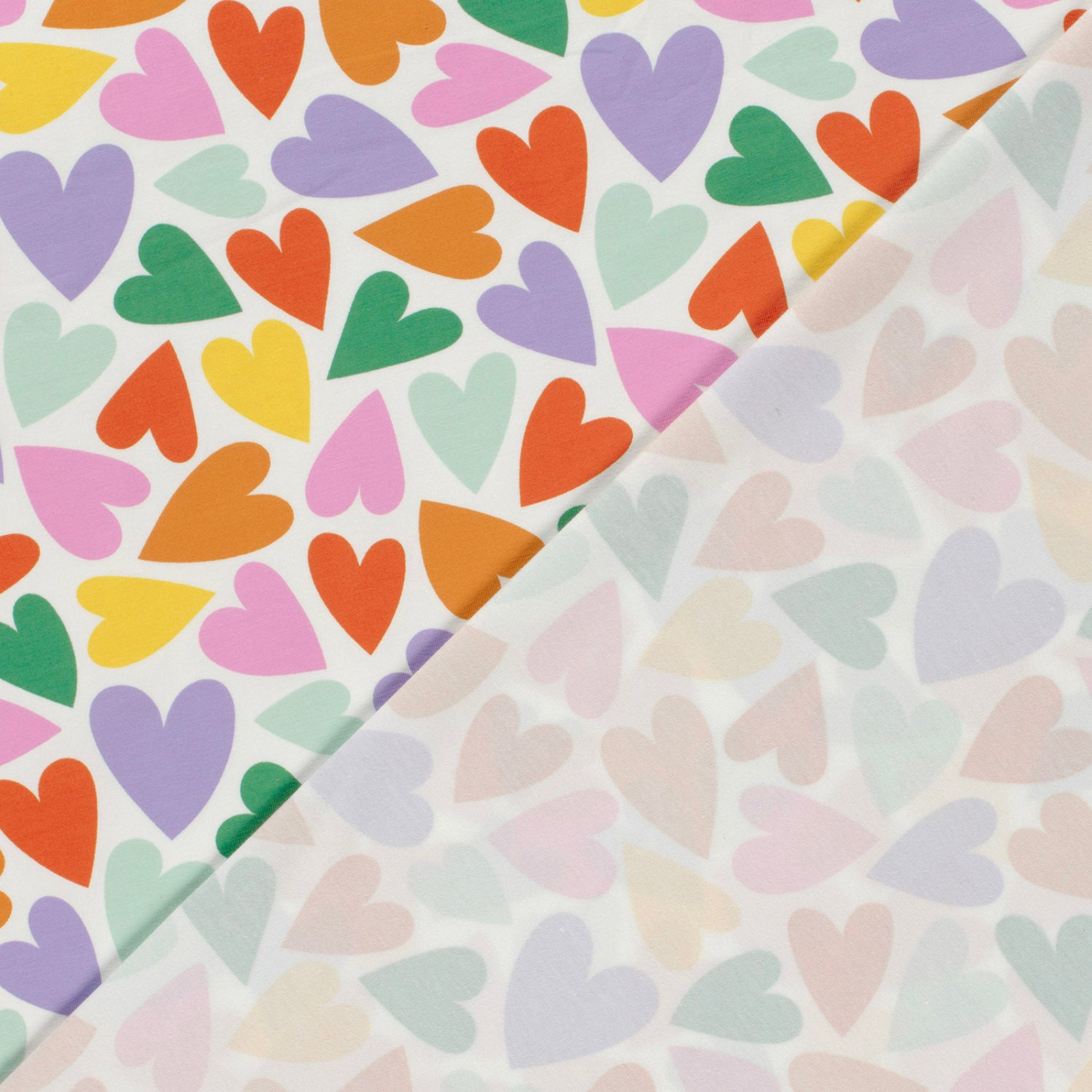 Baumwolle Jersey Stoff Digitaldruck - bunte Herzen