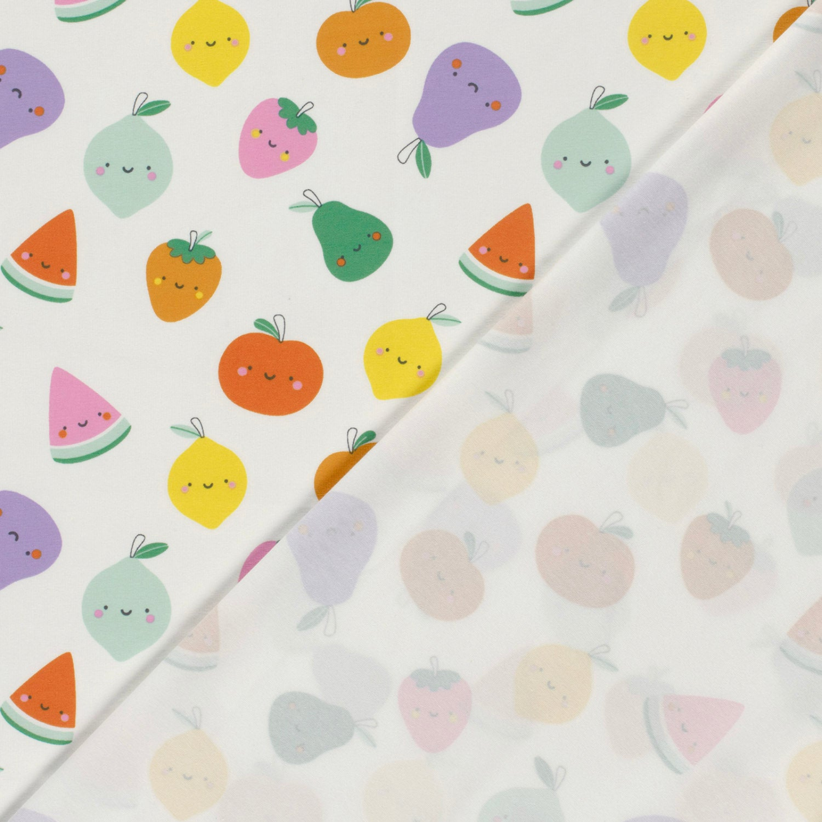 🍓Baumwolle Jersey Stoff Digitaldruck - freche Obst & Früchte