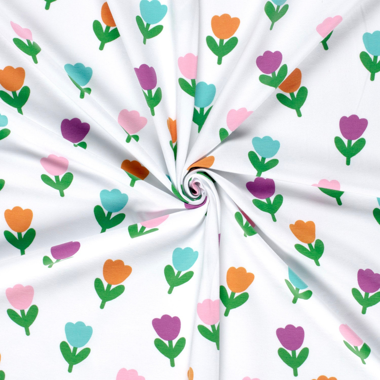 🌷Baumwolle Jersey Stoff Digitaldruck - kleine Tulpen