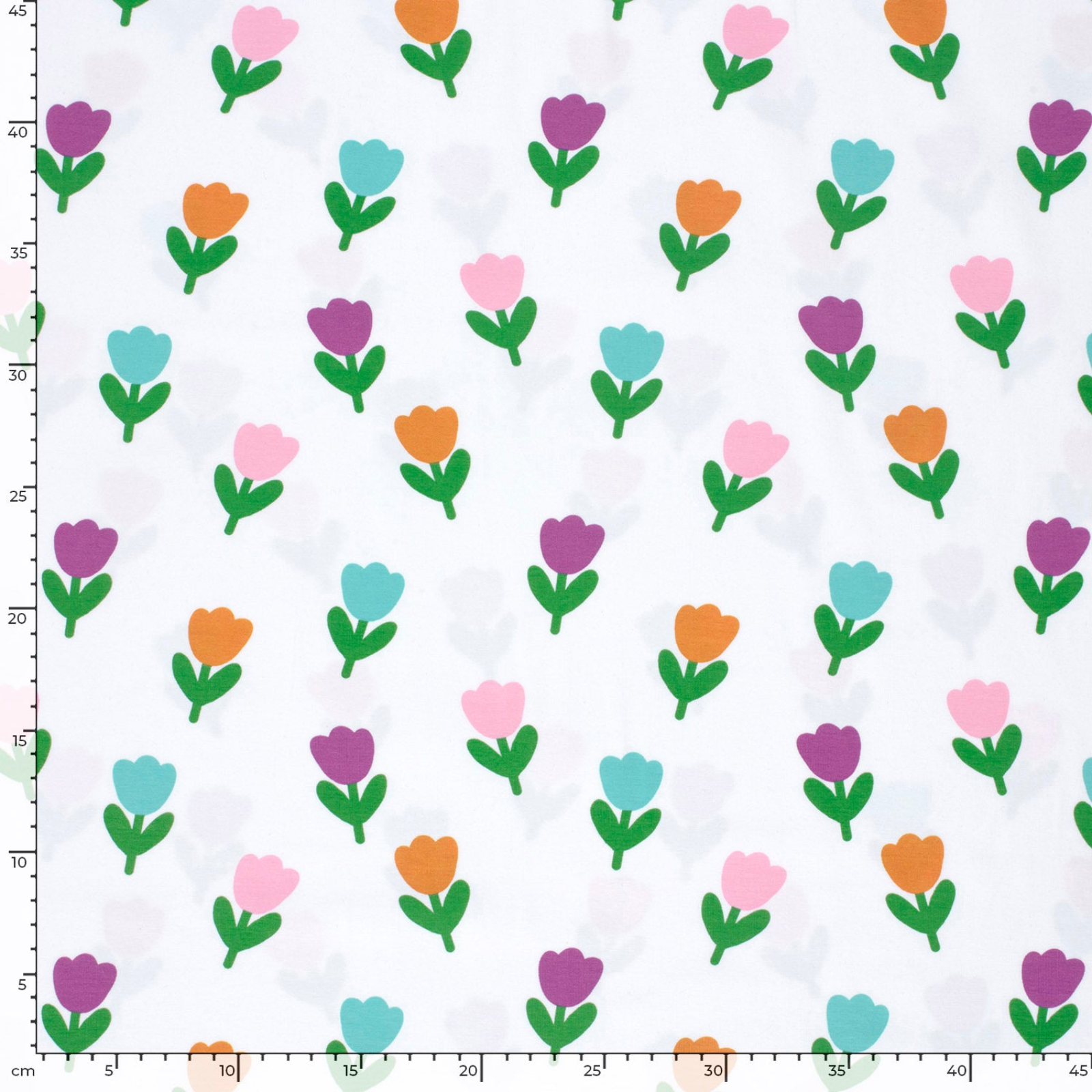 🌷Baumwolle Jersey Stoff Digitaldruck - kleine Tulpen