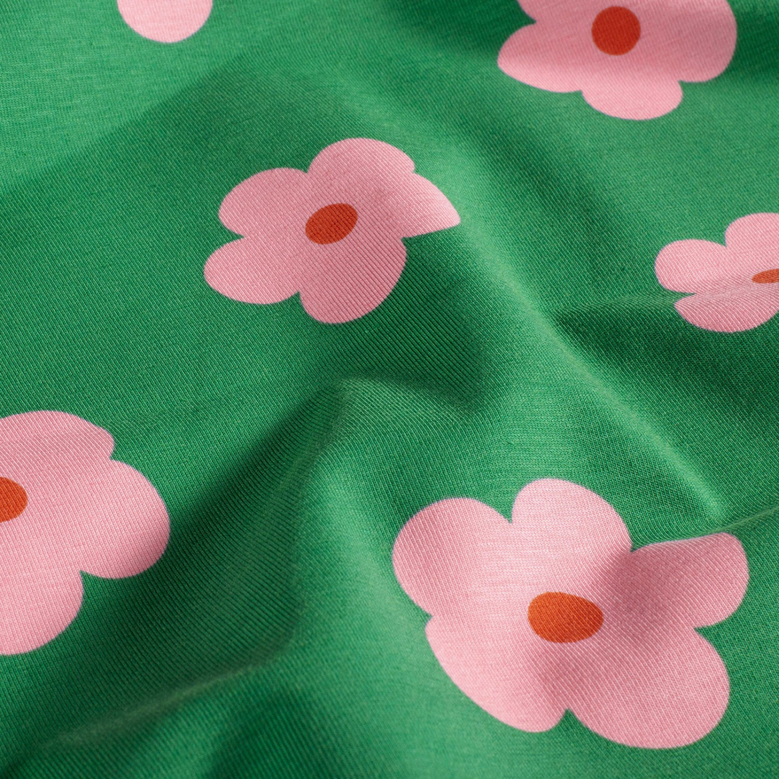 🌸Baumwolle Jersey Stoff Digitaldruck - rosa Blümchen - grün