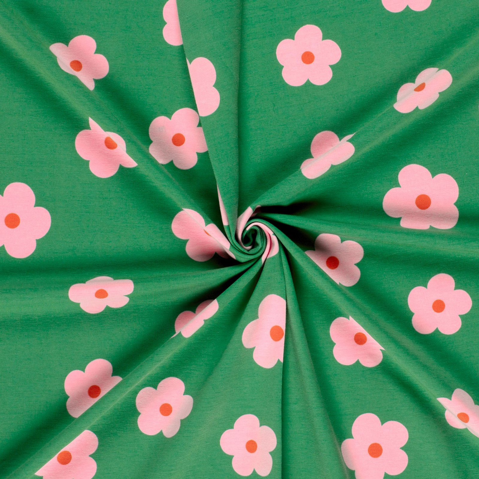 🌸Baumwolle Jersey Stoff Digitaldruck - rosa Blümchen - grün