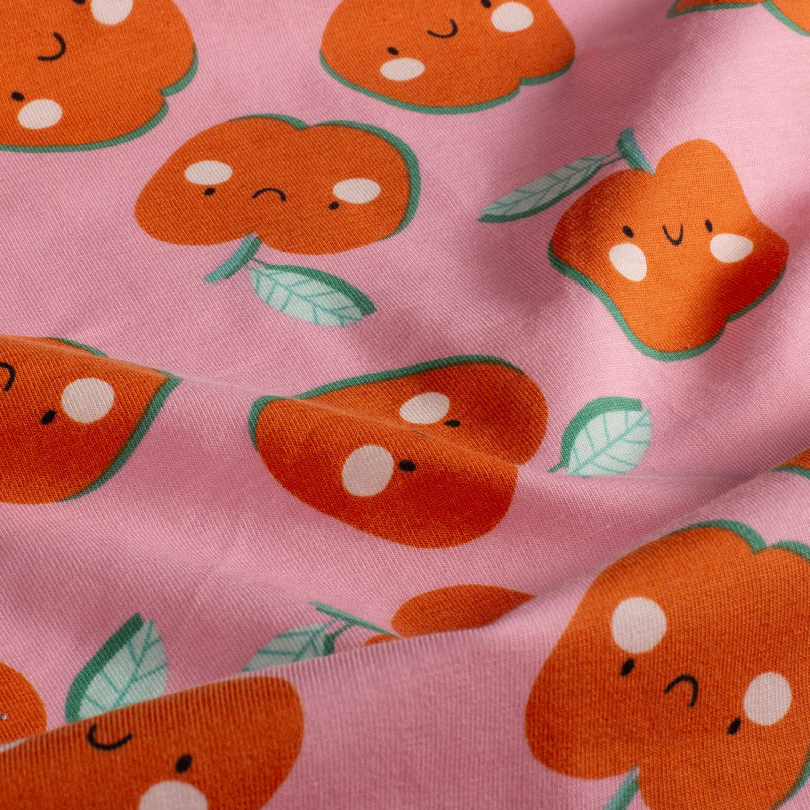 Baumwolle Jersey Stoff Digitaldruck - süße Äpfel - rosa