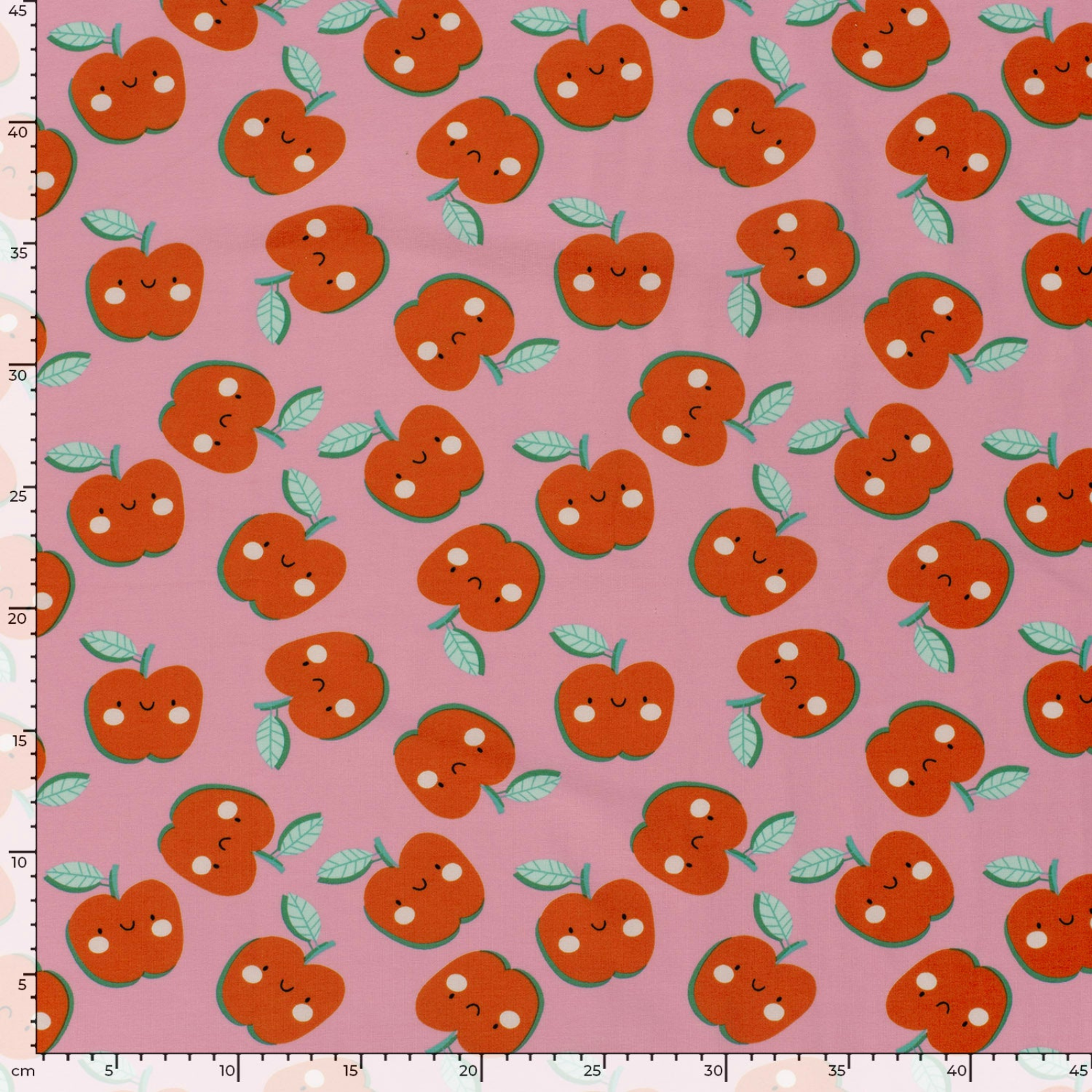 Baumwolle Jersey Stoff Digitaldruck - süße Äpfel - rosa