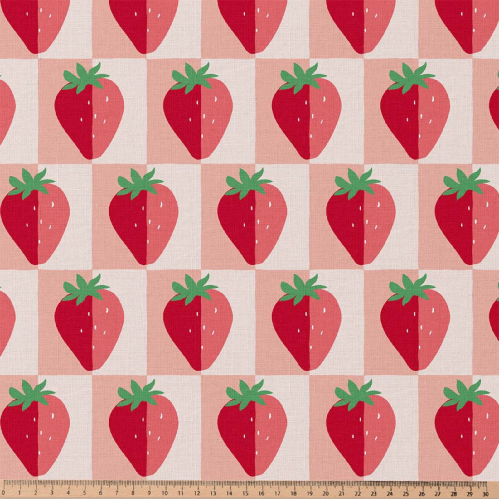 🍓 Beschichtete Baumwolle Stoff - Erdbeer-Karo in Rosa & Rot