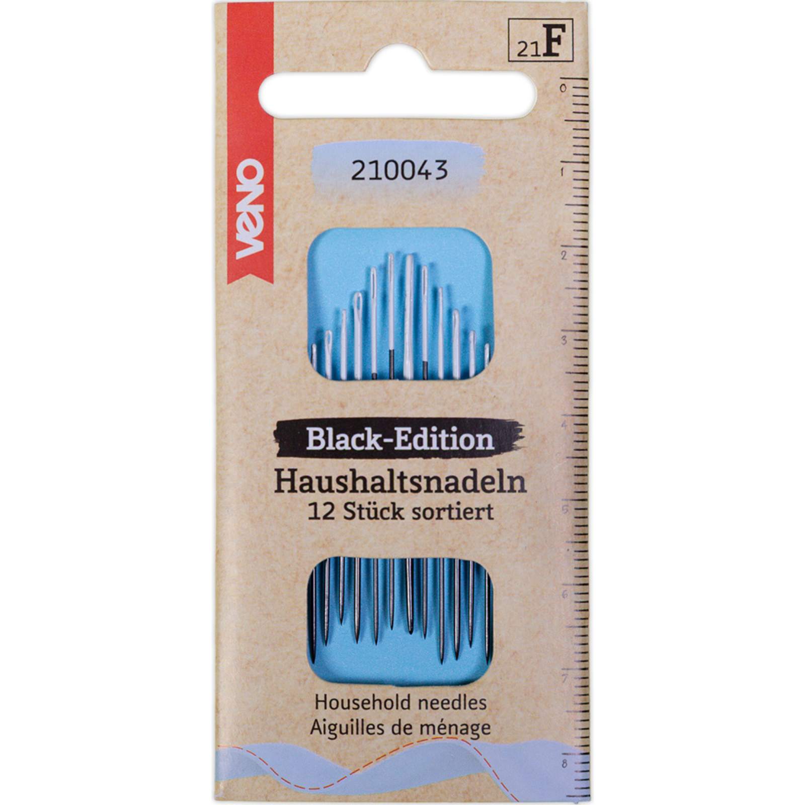 Black-Edition Haushaltsnadeln sortiert - 12 Stück
