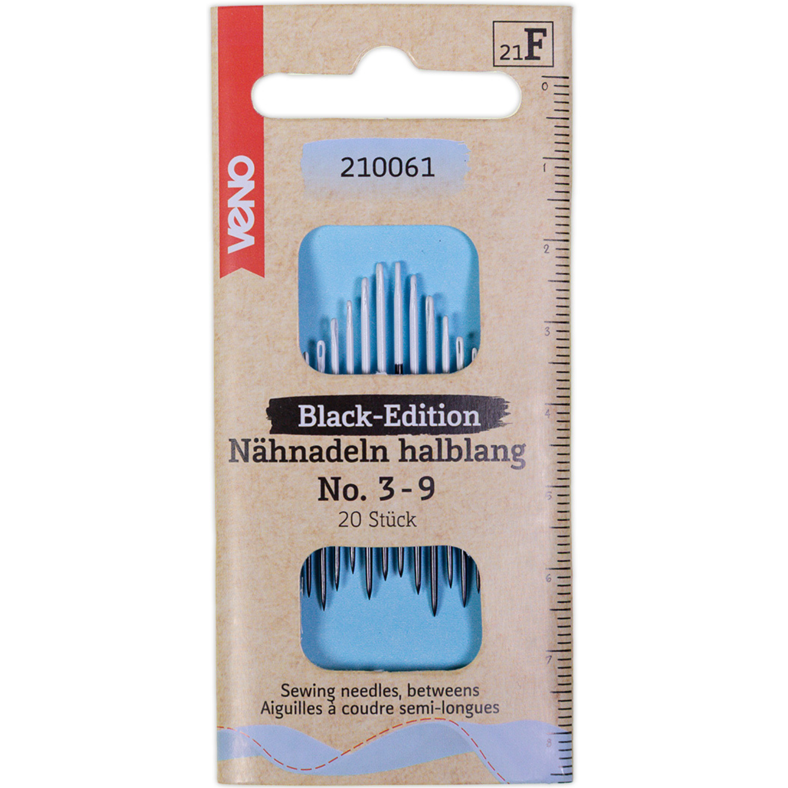 Black-Edition Nähnadeln halblang No. 3-9 - 20 Stück