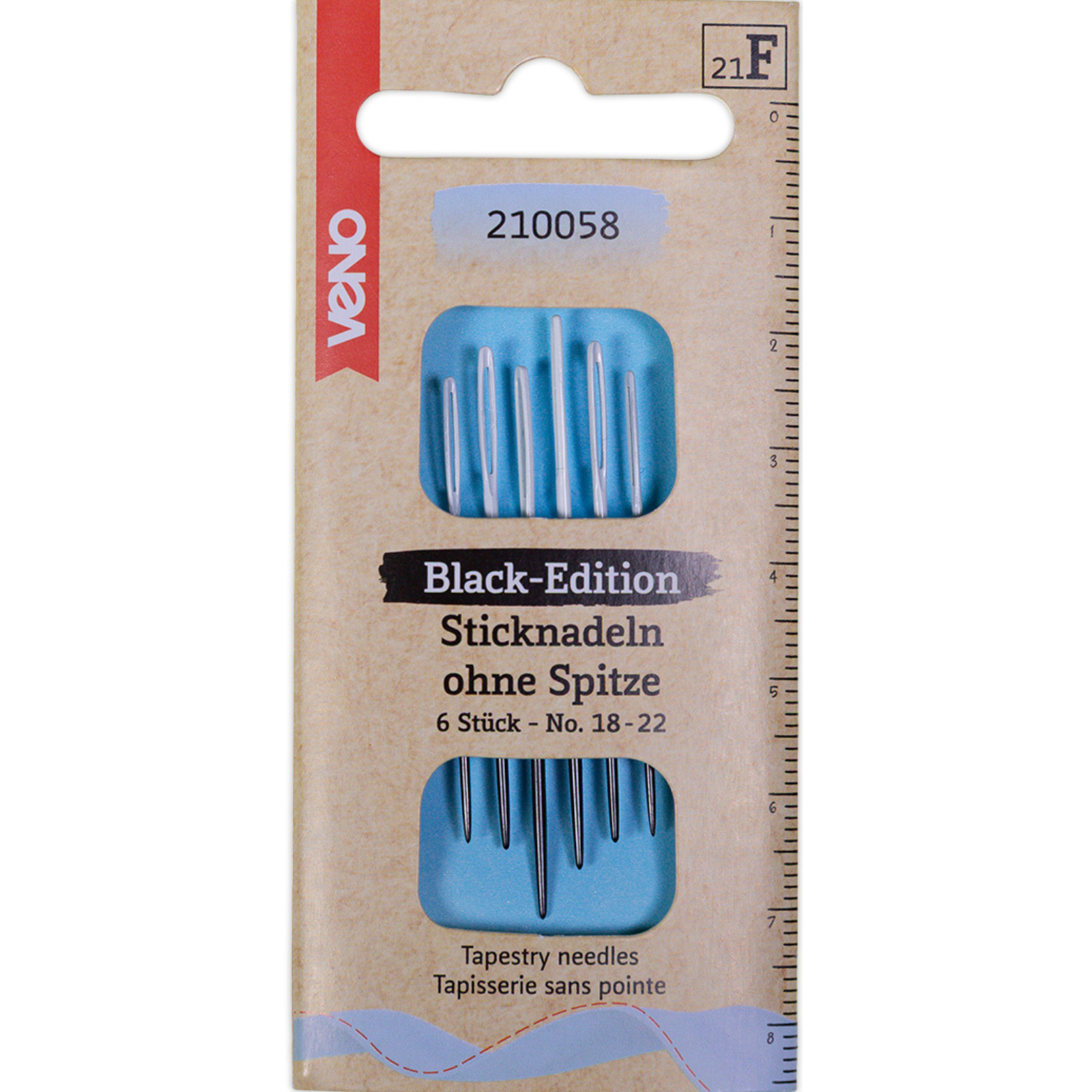 Black-Edition Sticknadeln ohne Spitze No. 18-22 - 6 Stück