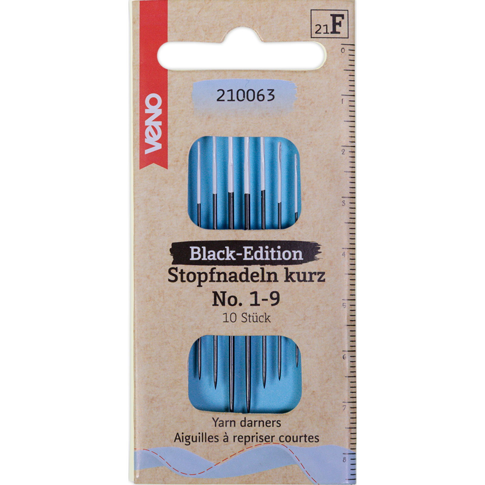 Black-Edition Stopfnadeln kurz No. 1-9 - 10 Stück