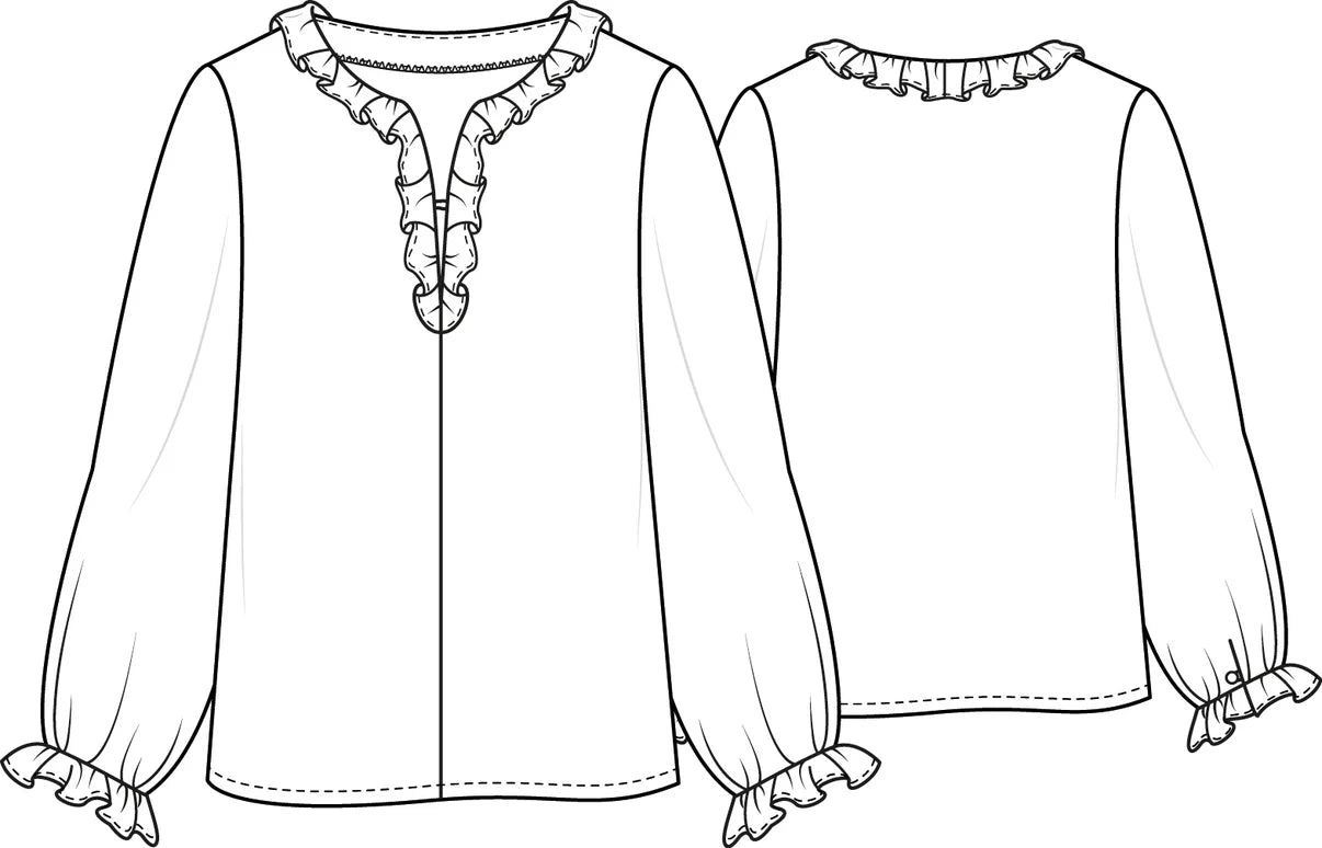 Papierschnittmuster Rüschenbluse Bristol