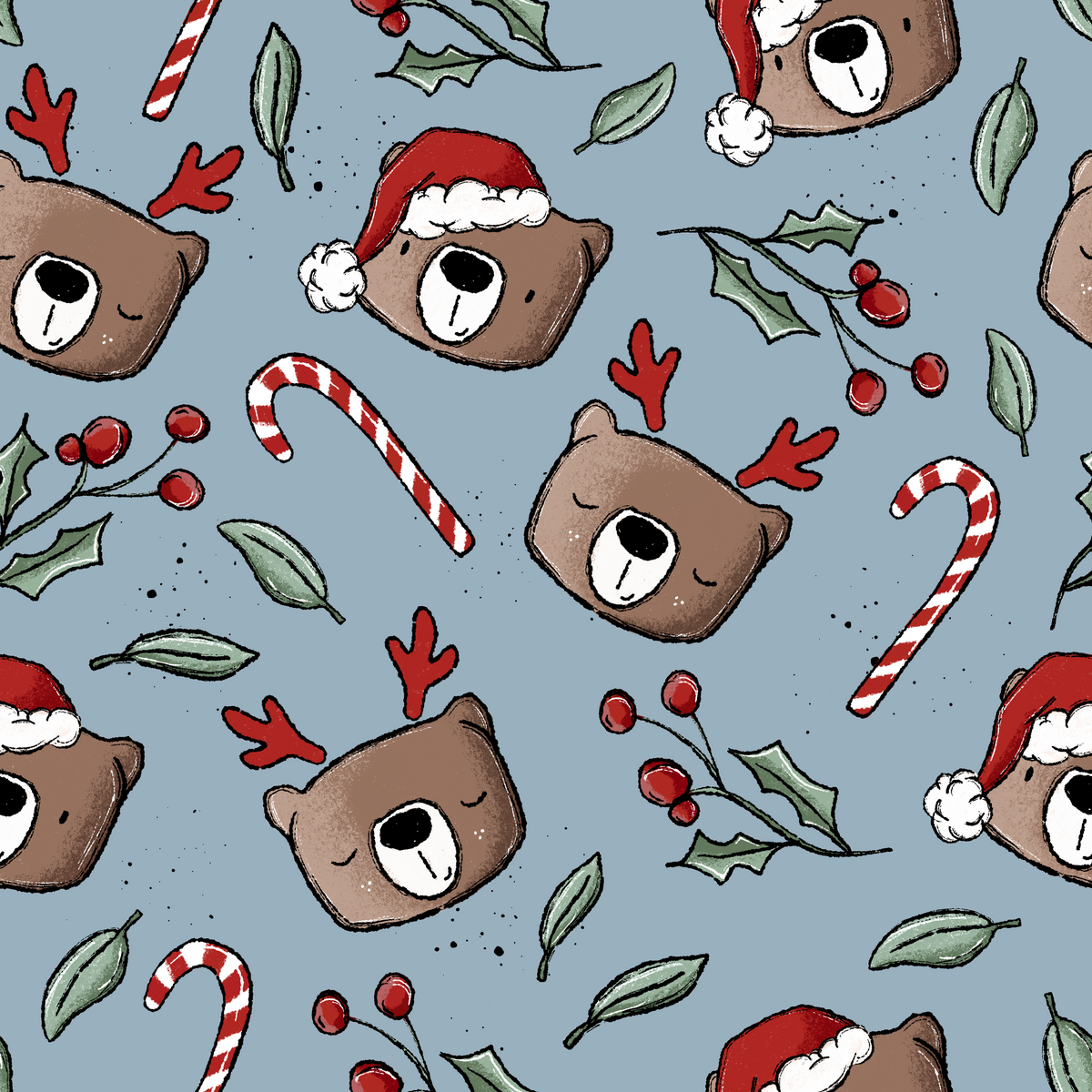 Eigenproduktion Jersey - Reaktivdruck - BearXmas Katzengold-Design - blau