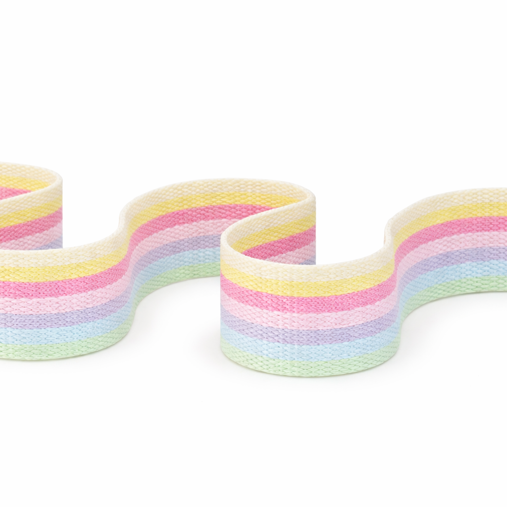 Gurtband 40 mm - pastellige Regenbogenstreifen - bunt