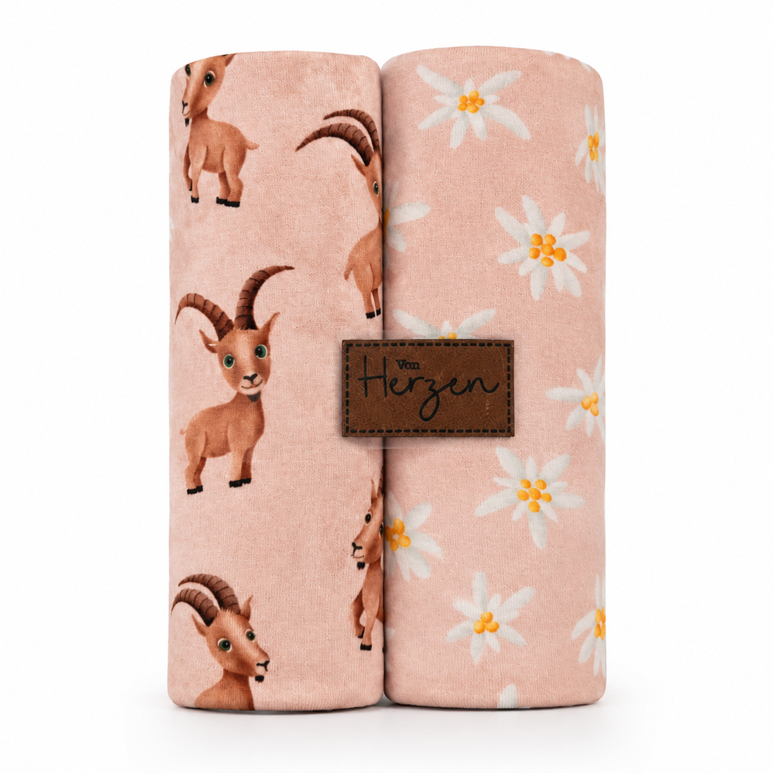 Jersey Stoffpaket + Label - Bergziegen - pfirsich