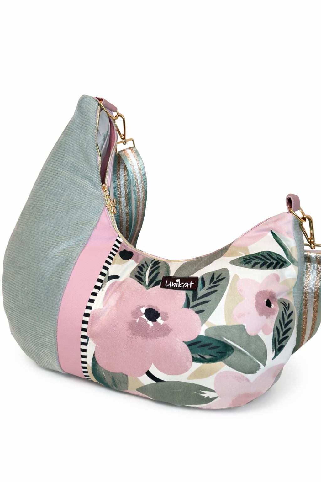 Dekostoff Half-Panama - große Blumen - weiß