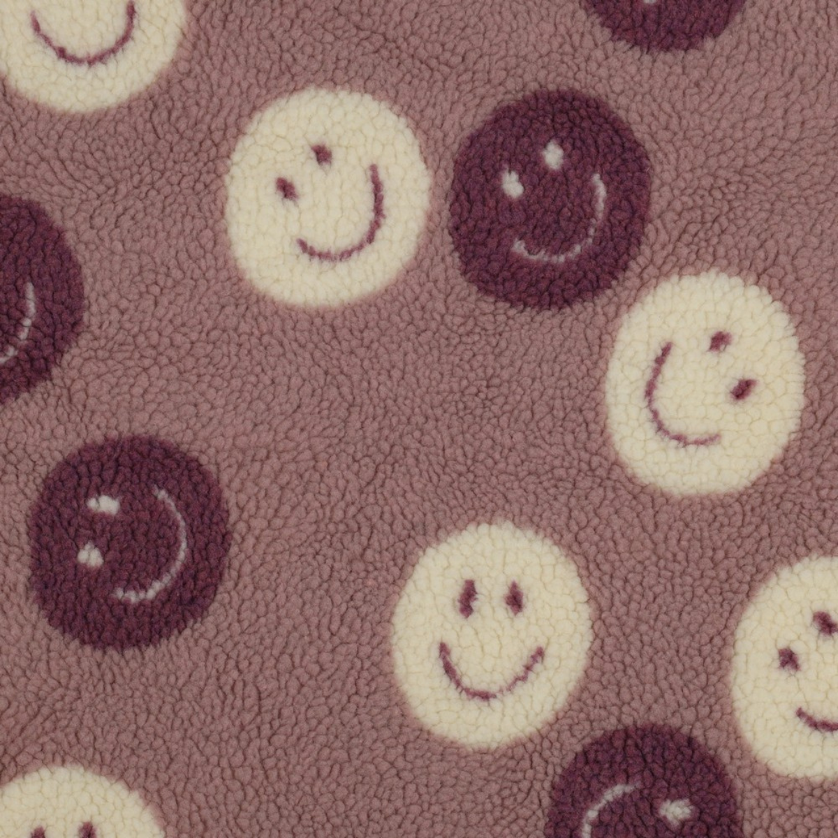 Sherpa Teddy Jacquard Stoff - Happy Faces