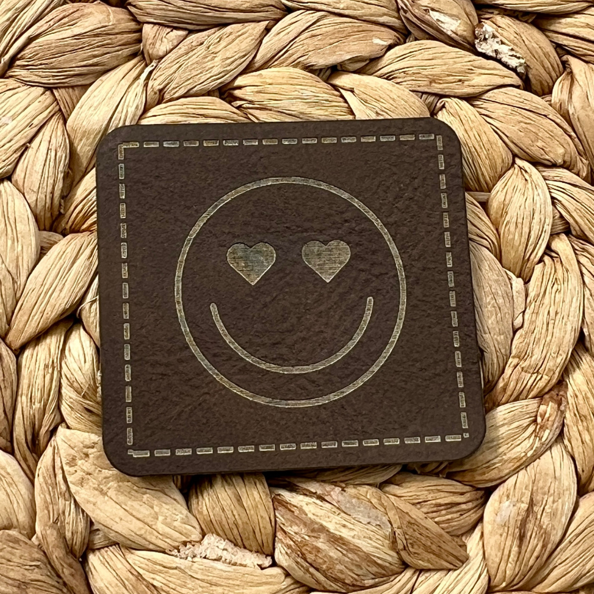 Label Kunstleder KDS - Smiley mit Herzaugen