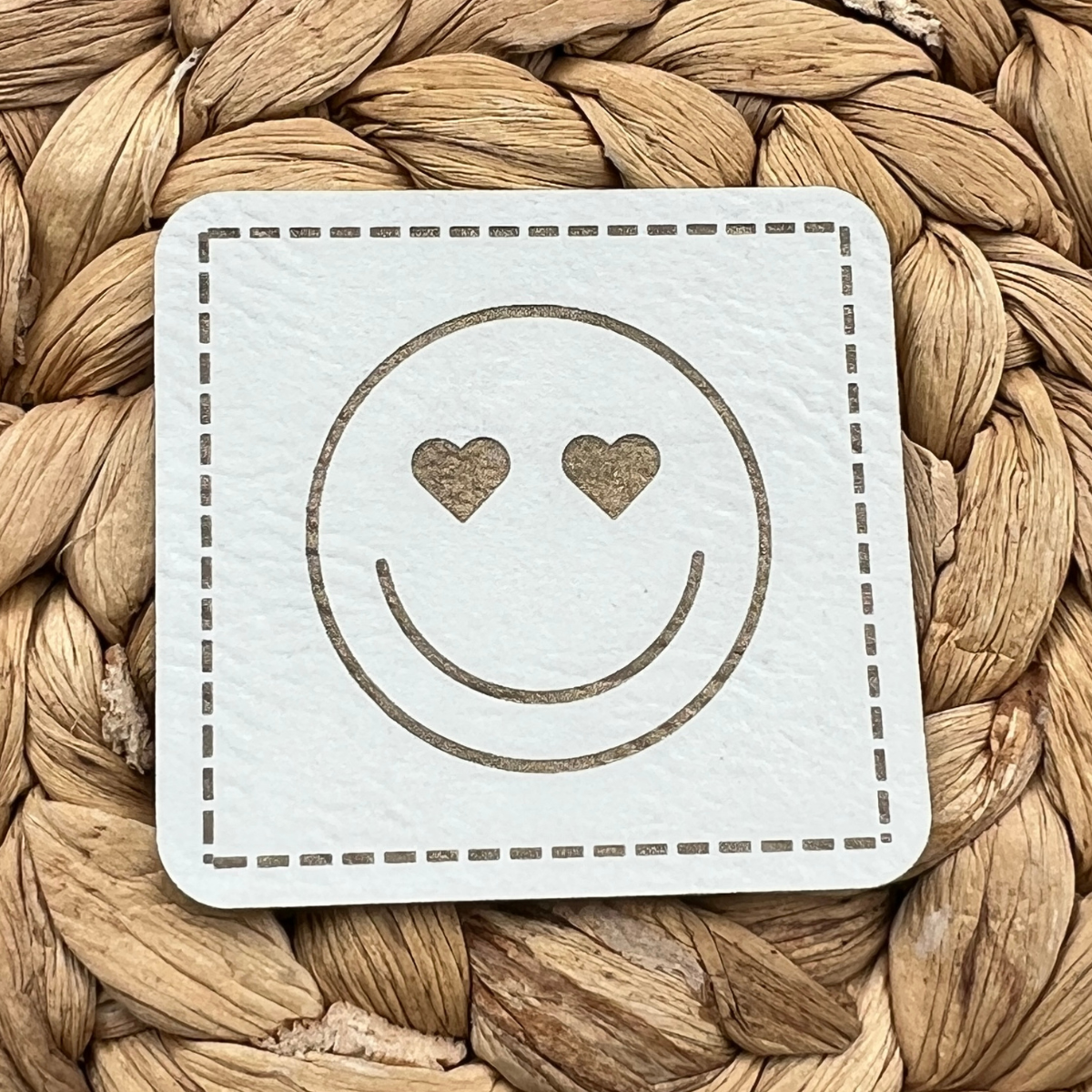 Label Kunstleder KDS - Smiley mit Herzaugen