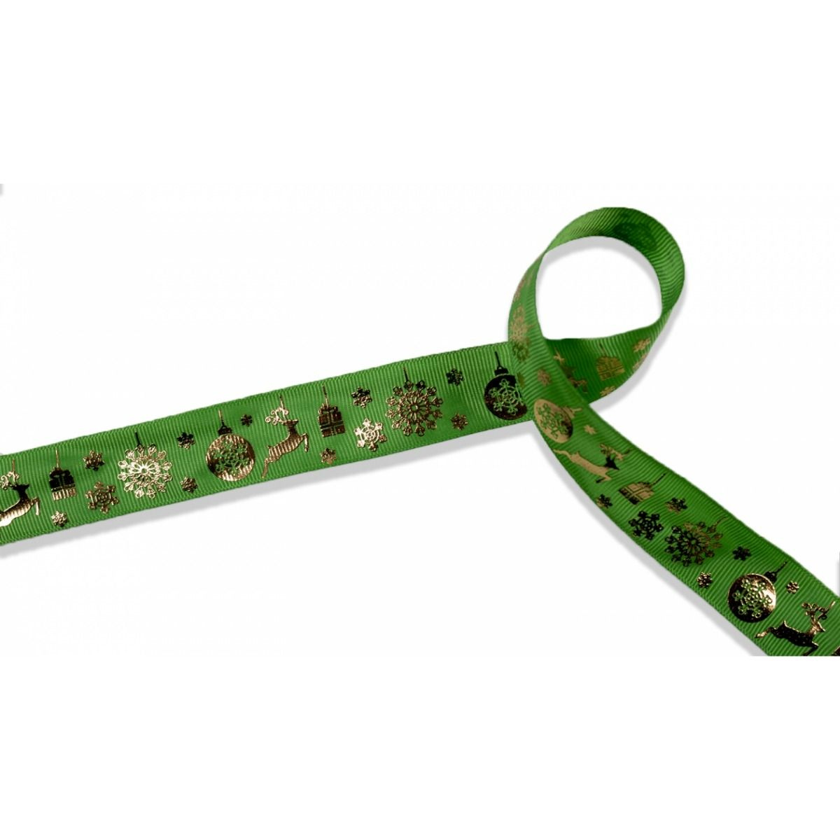 Dekorband Christmas zum Aufnähen mit Foliendruck 2,5 cm breit - Weihnachtsornamente