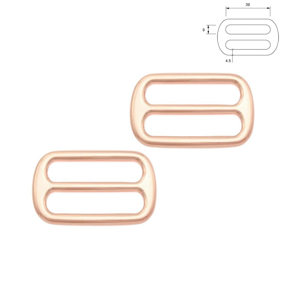 Leiterschnalle Metall 2 Stück - roségold