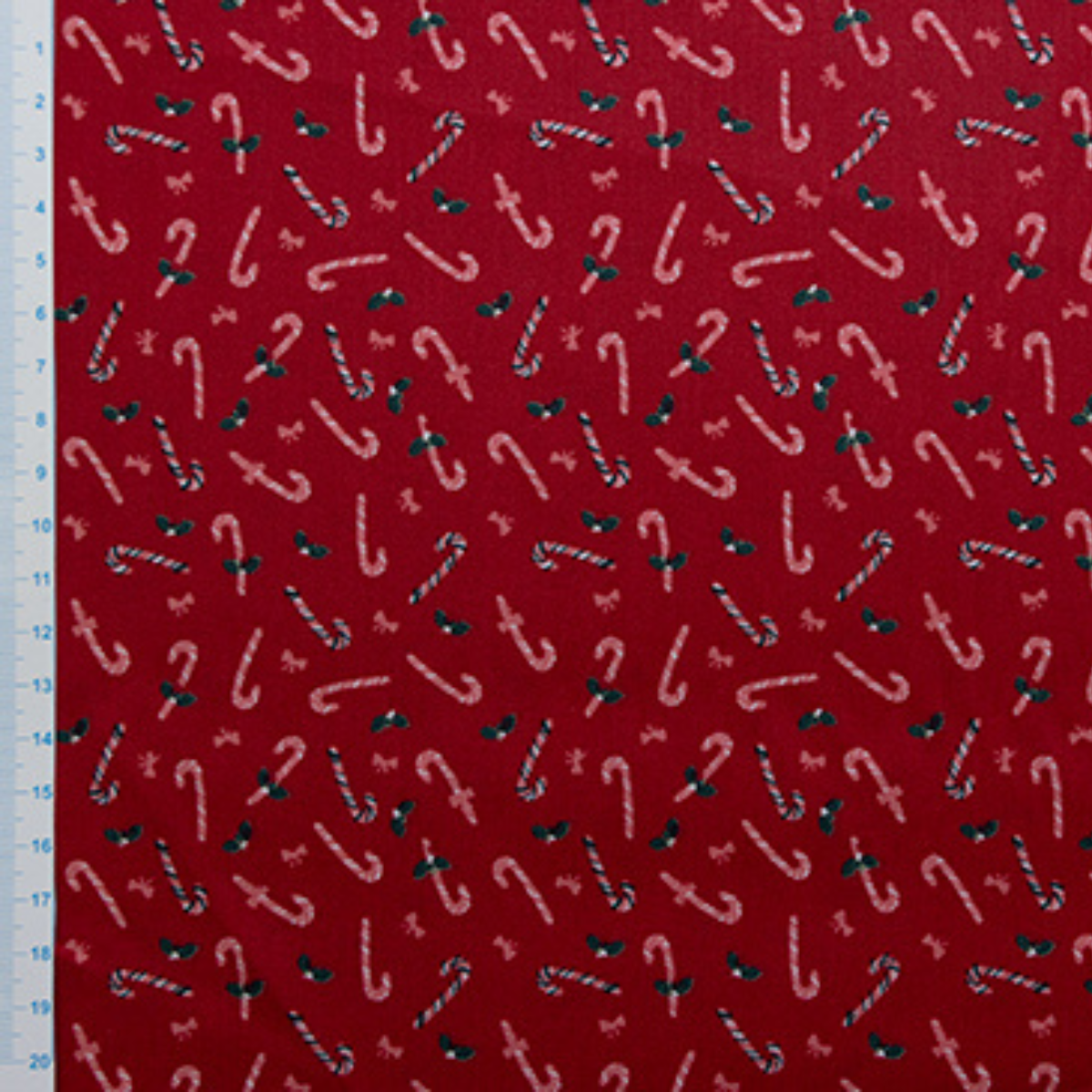 Webware Popeline Baumwolle Weihnachten - Zuckerstangen