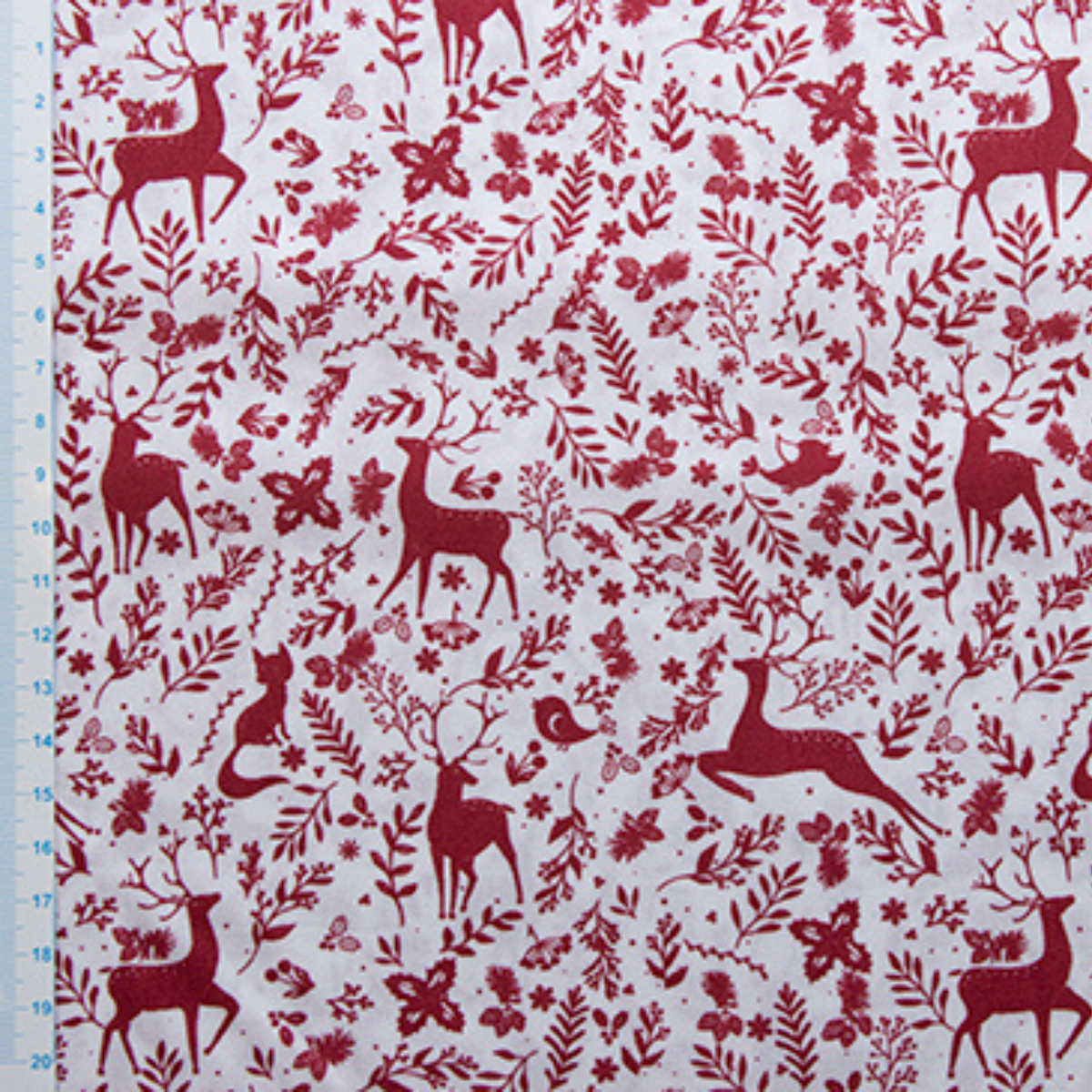 Webware Popeline Baumwolle Weihnachten - Rotwild und Zweige