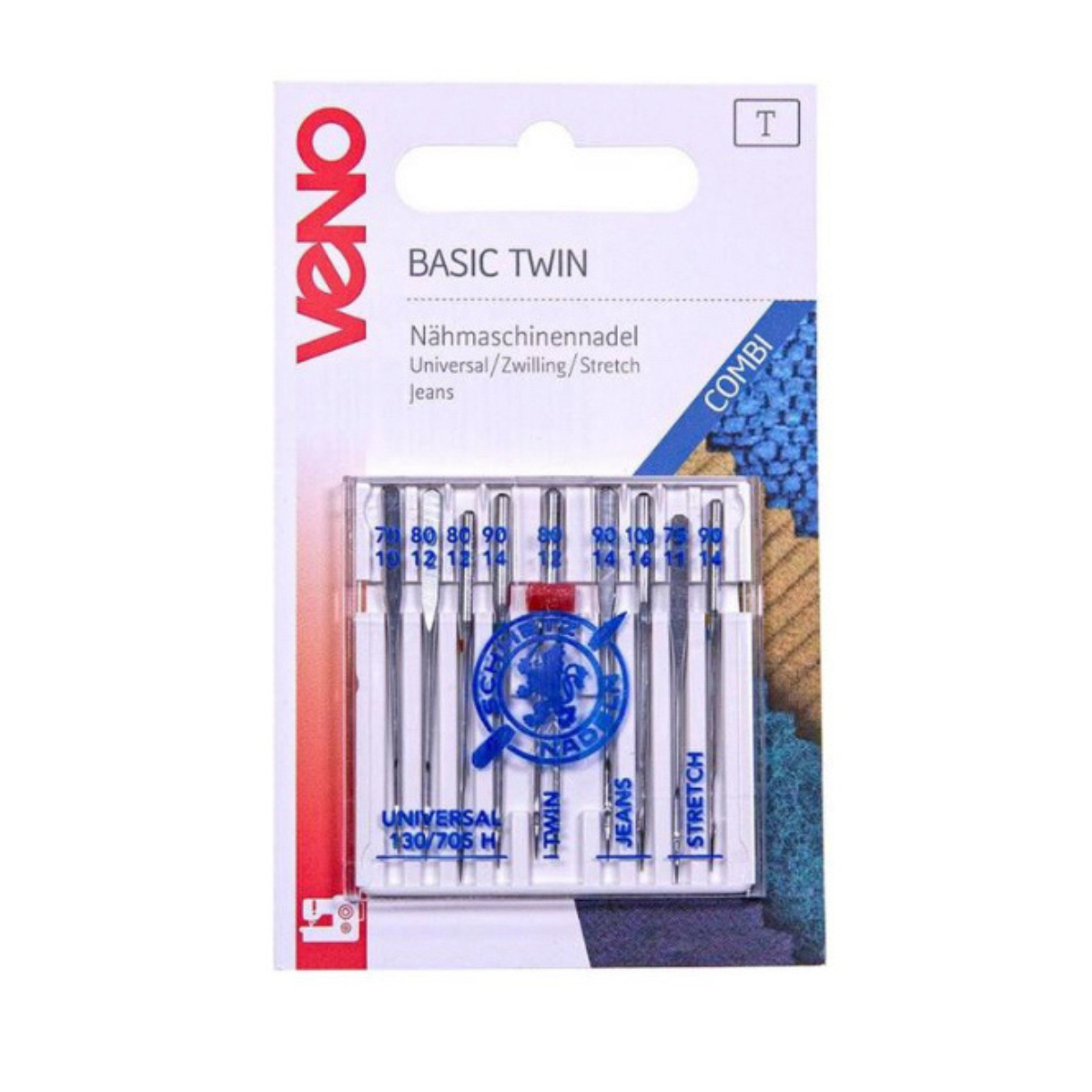 VENO Schmetz Nähmaschinennadel Basic Twin 130/705 - 9 Stück - Mix