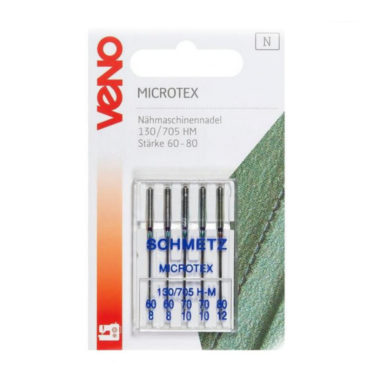 VENO Schmetz Nähmaschinennadel Microtex 130/705 Stärke 60-80 - 5 Stück