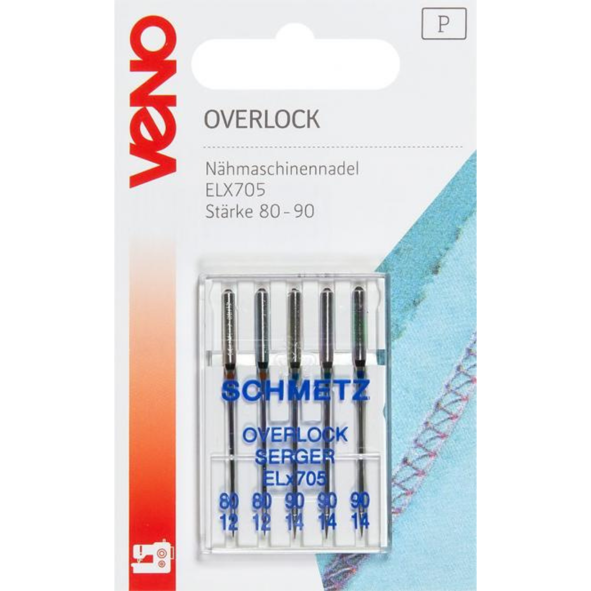 VENO Schmetz Nähmaschinennadeln Overlock ELX705 80-90 - 5 Stück