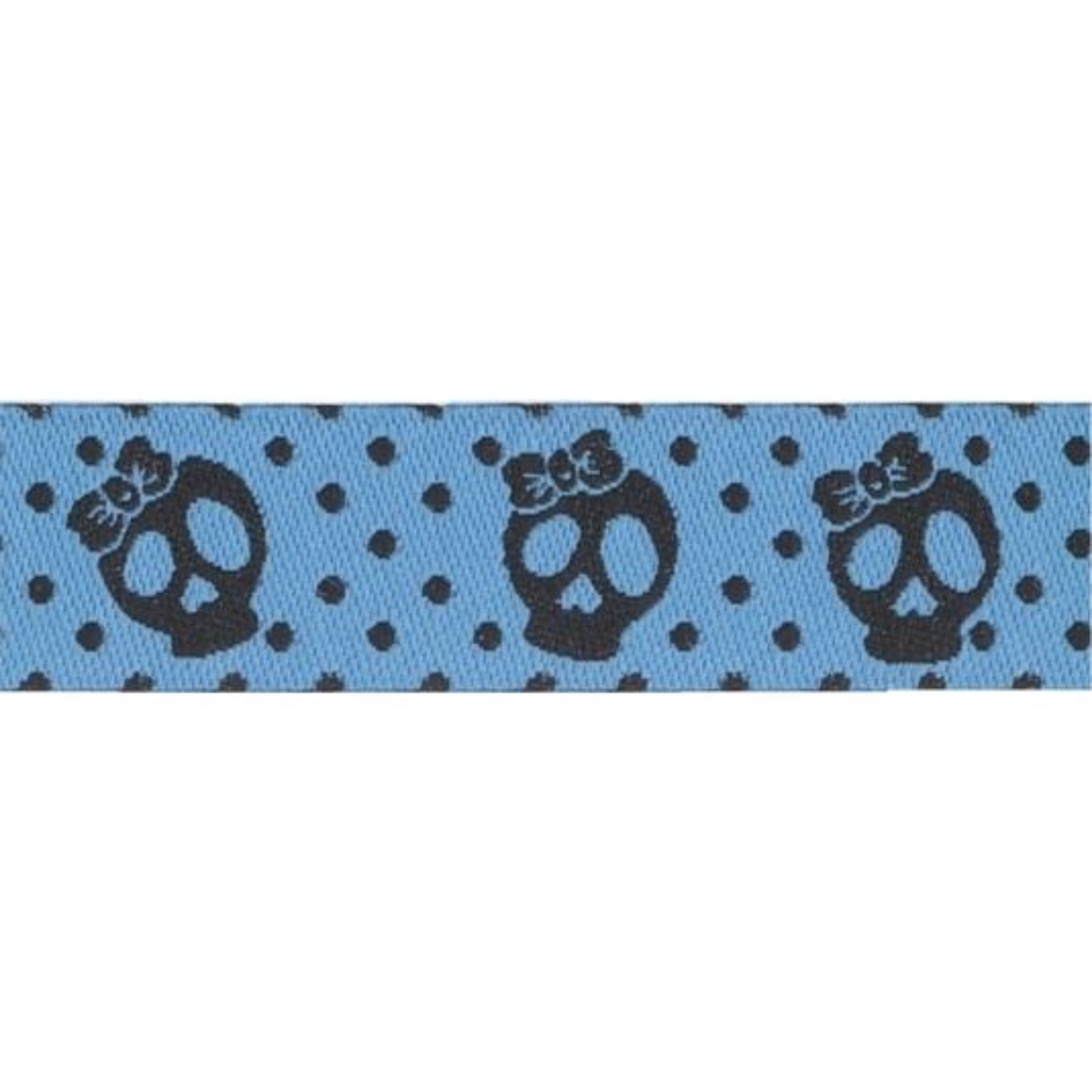 Webband "LOVELY SKULLS" Totenköpfe/Schädel/Skulls & DOTS v. Püppilotta blau