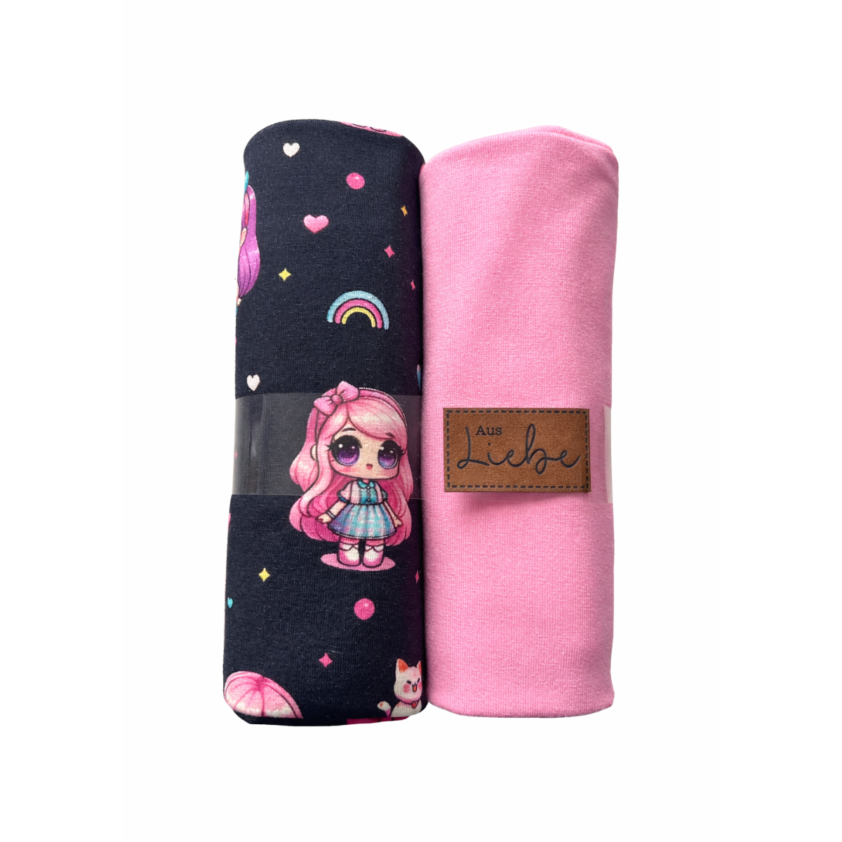 Jersey Stoffpaket + Label - süße Püppchen