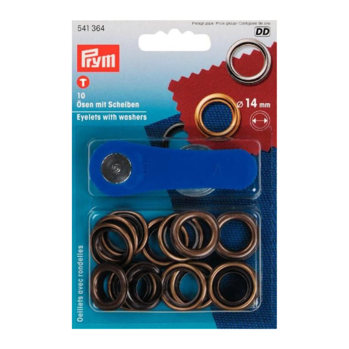 Prym 10 Ösen und Scheiben MS 14,0 mm - altgold
