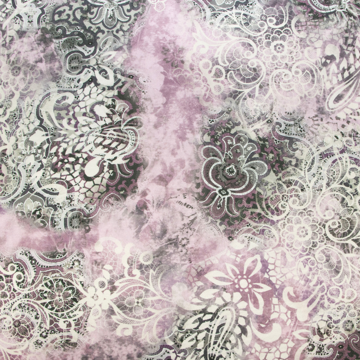 Jersey Digitaldruck - Ornamente - rosa - weiß