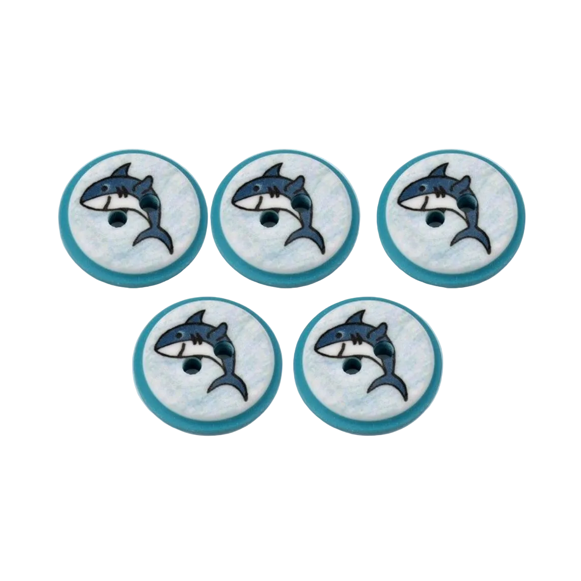 Kinderknöpfe 5 Stück/15 mm - Hai - blau