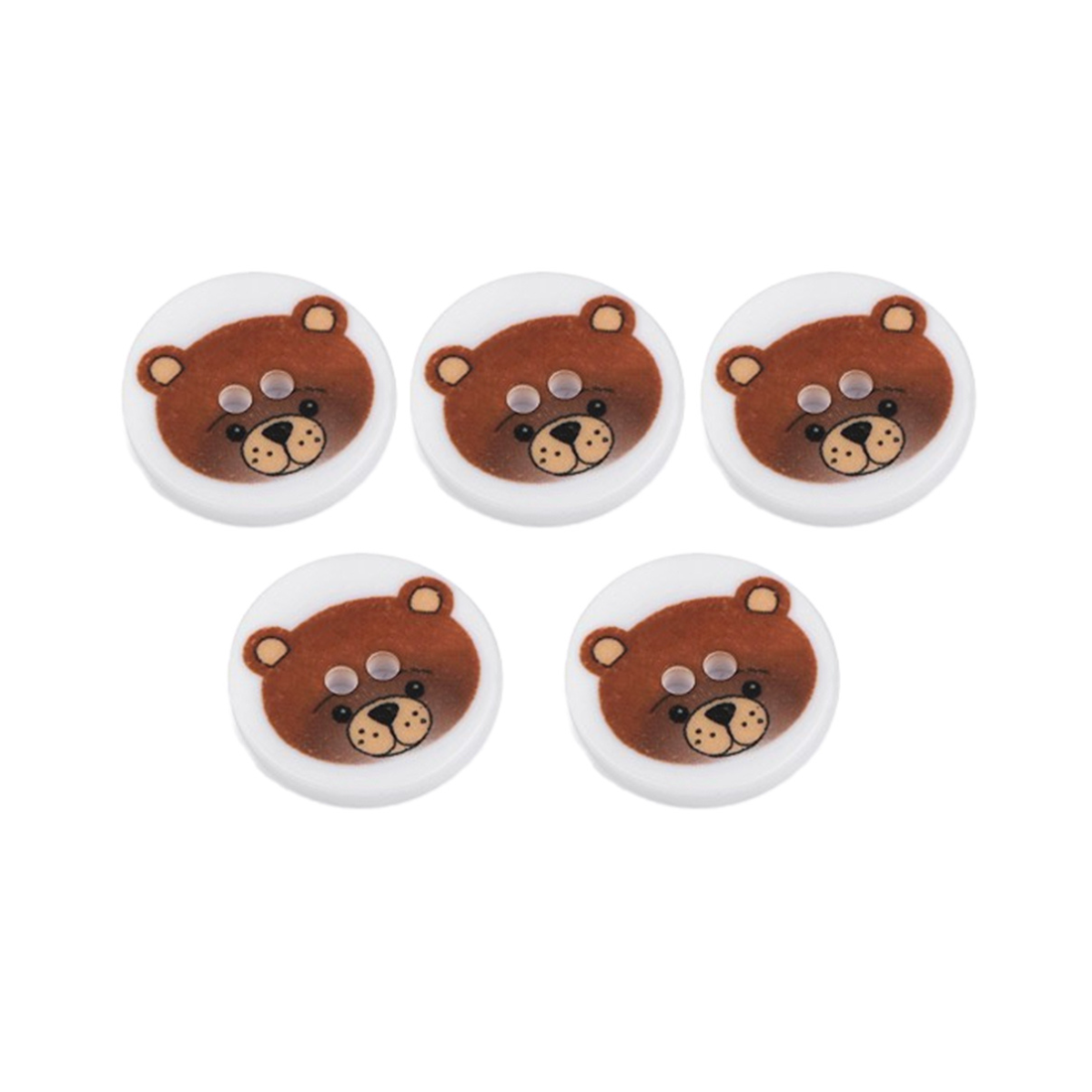 Kinderknöpfe 5 Stück/15 mm - Teddybär - weiß