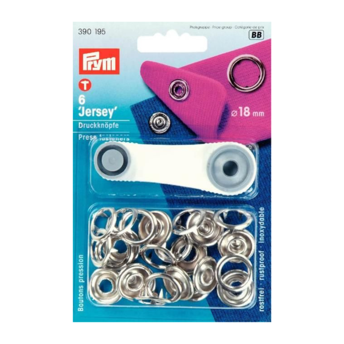 Prym 6 NF-Druckknopf Jersey MS 18 mm - silber